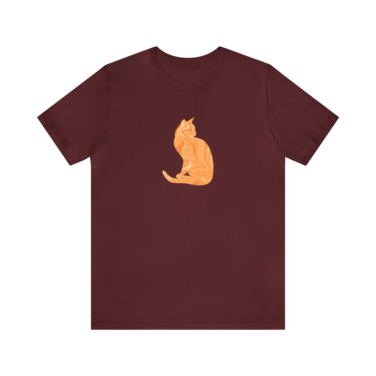 Orange Marble Cat, Unisex Jersey Short Sleeve Tee
