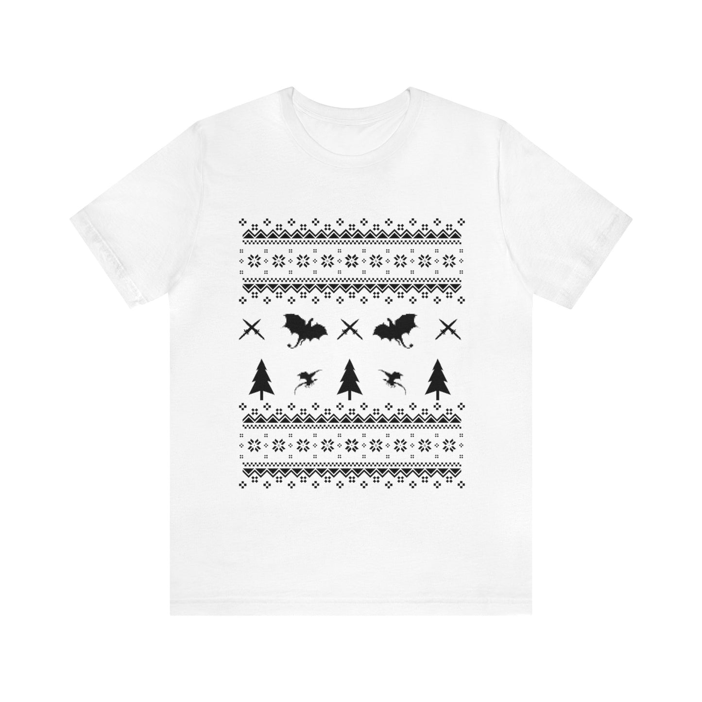 8-bit Fair Isle Dragon Christmas - Version 1 - Unisex T-shirt