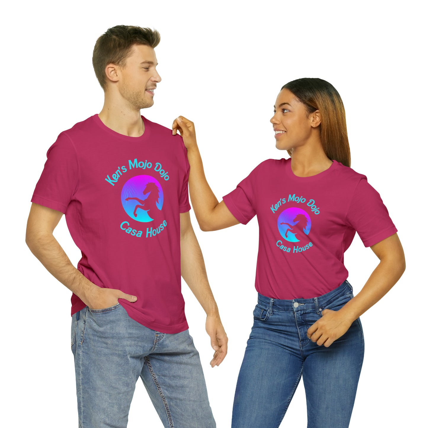 Neon Teal Moon: Mojo Dojo Casa House, Unisex Jersey Short Sleeve Tee