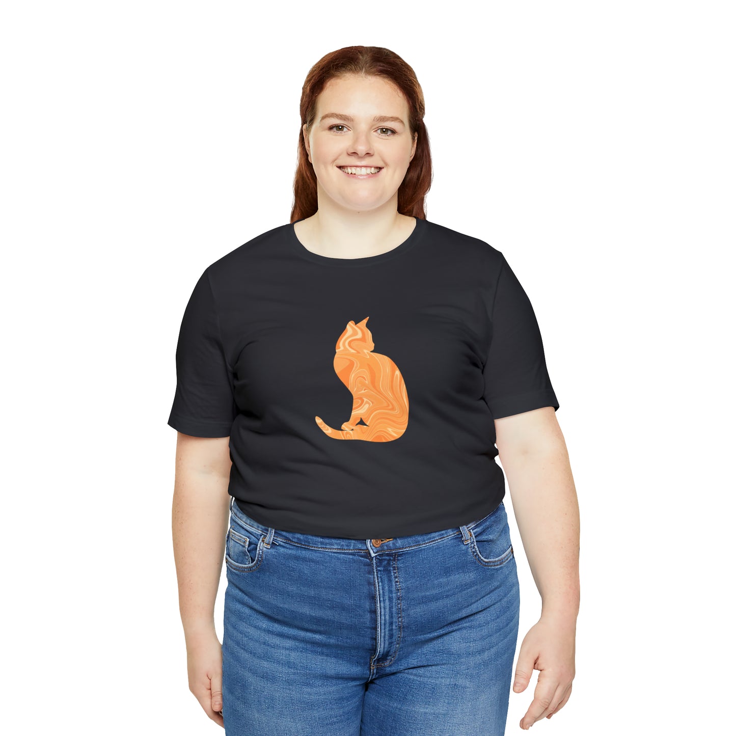 Orange Marble Cat, Unisex Jersey Short Sleeve Tee