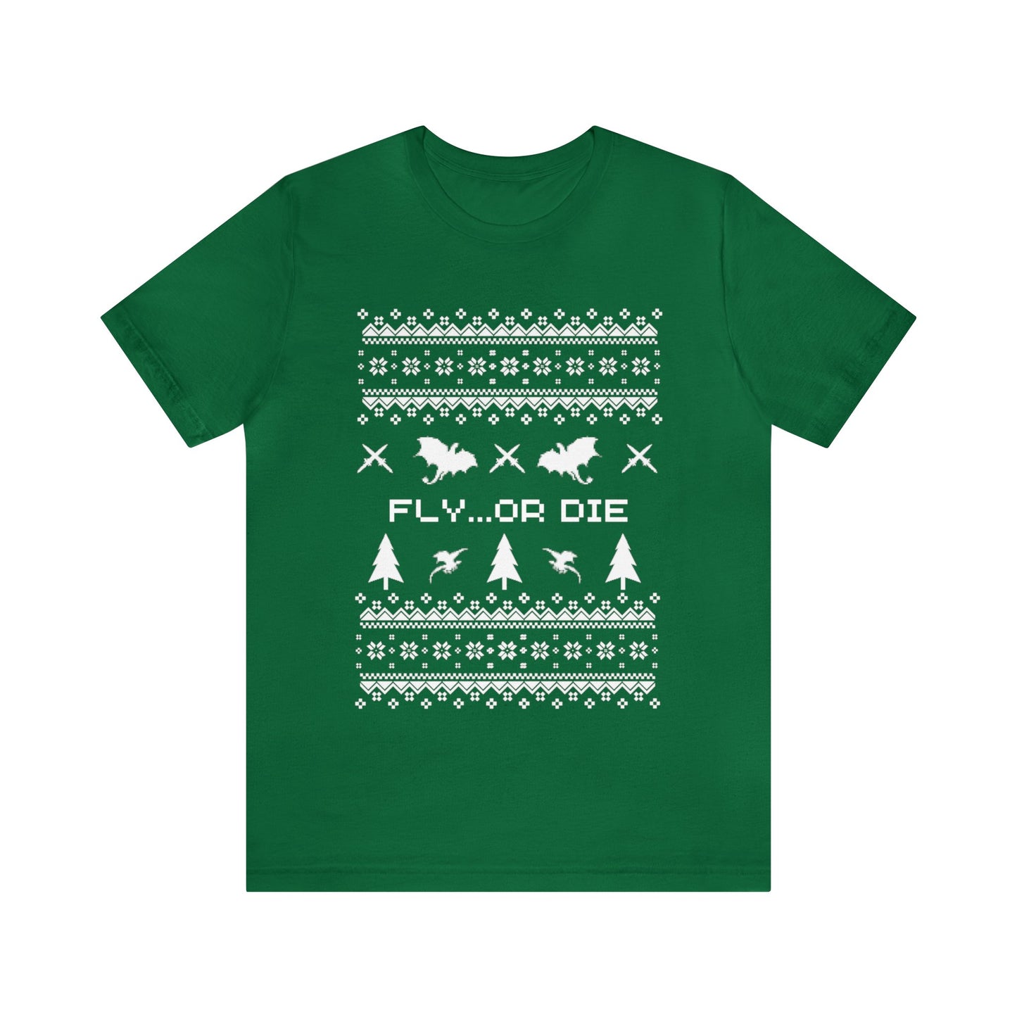 8-bit Fair Isle Dragon Christmas - Version 2 - Unisex T-shirt