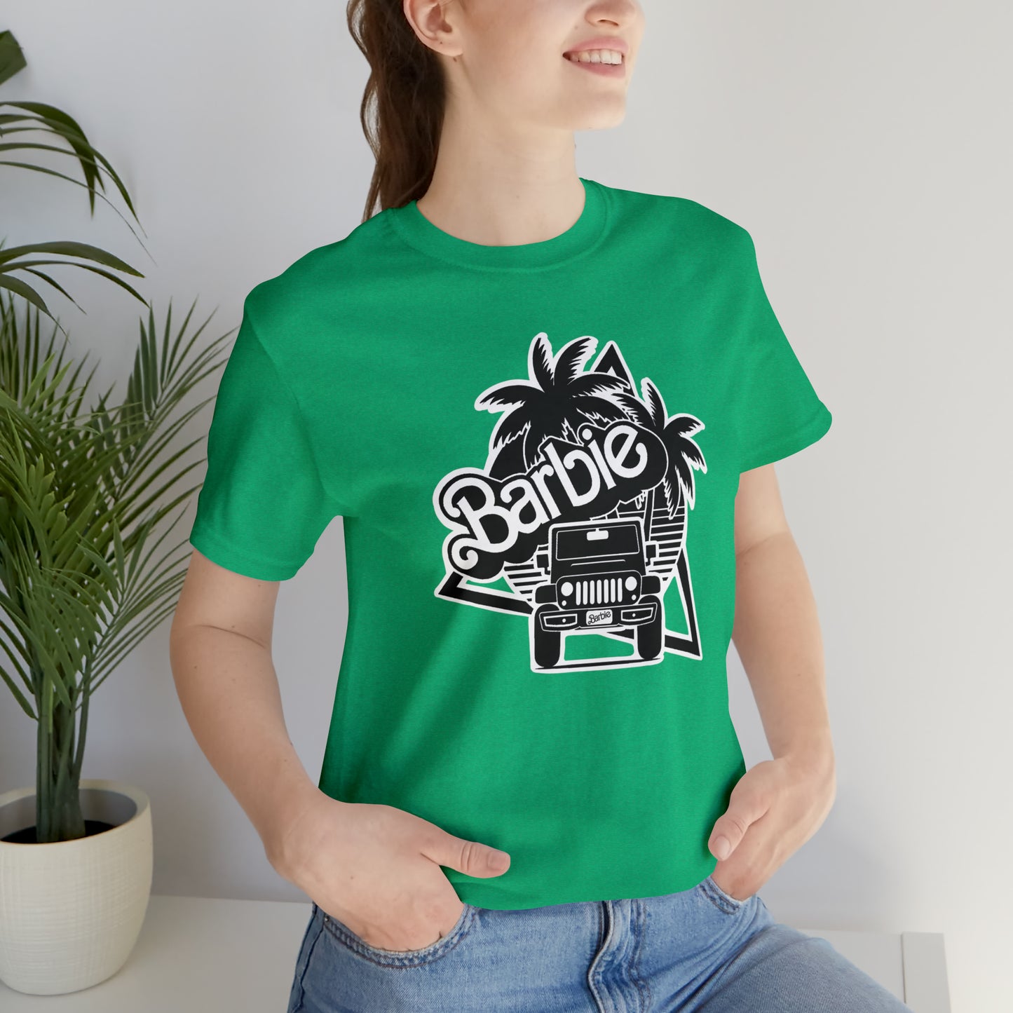 Black and White, Beep Beep Barbie Jeep, Unisex Jersey Short Sleeve Tee