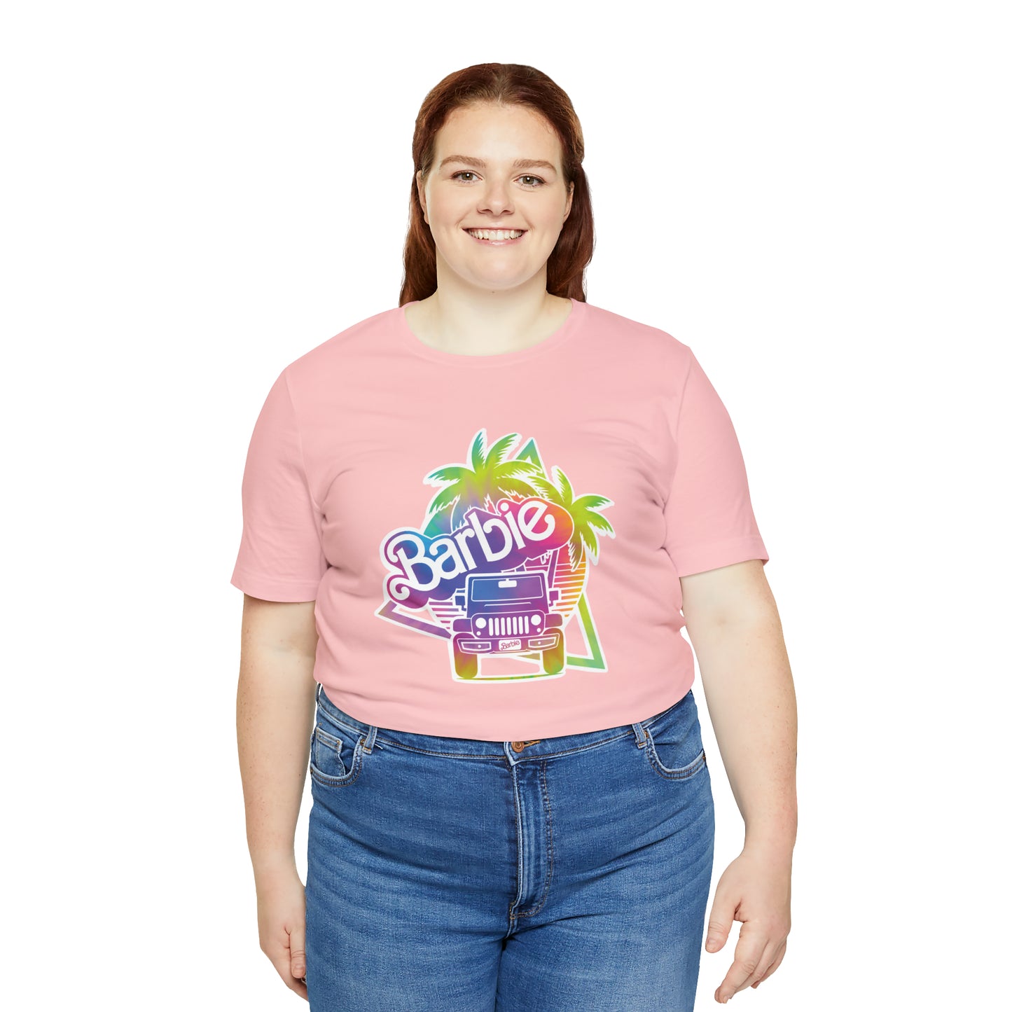Tie dye 1, Beep Beep Barbie Jeep, Unisex Jersey Short Sleeve Tee