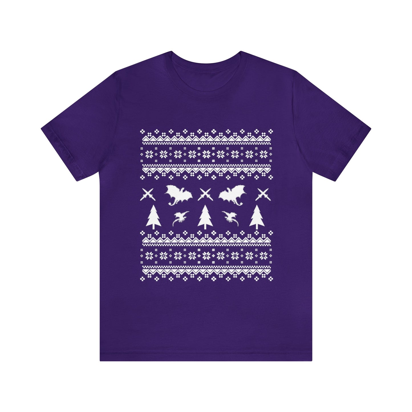 8-bit Fair Isle Dragon Christmas - Version 1 - Unisex T-shirt