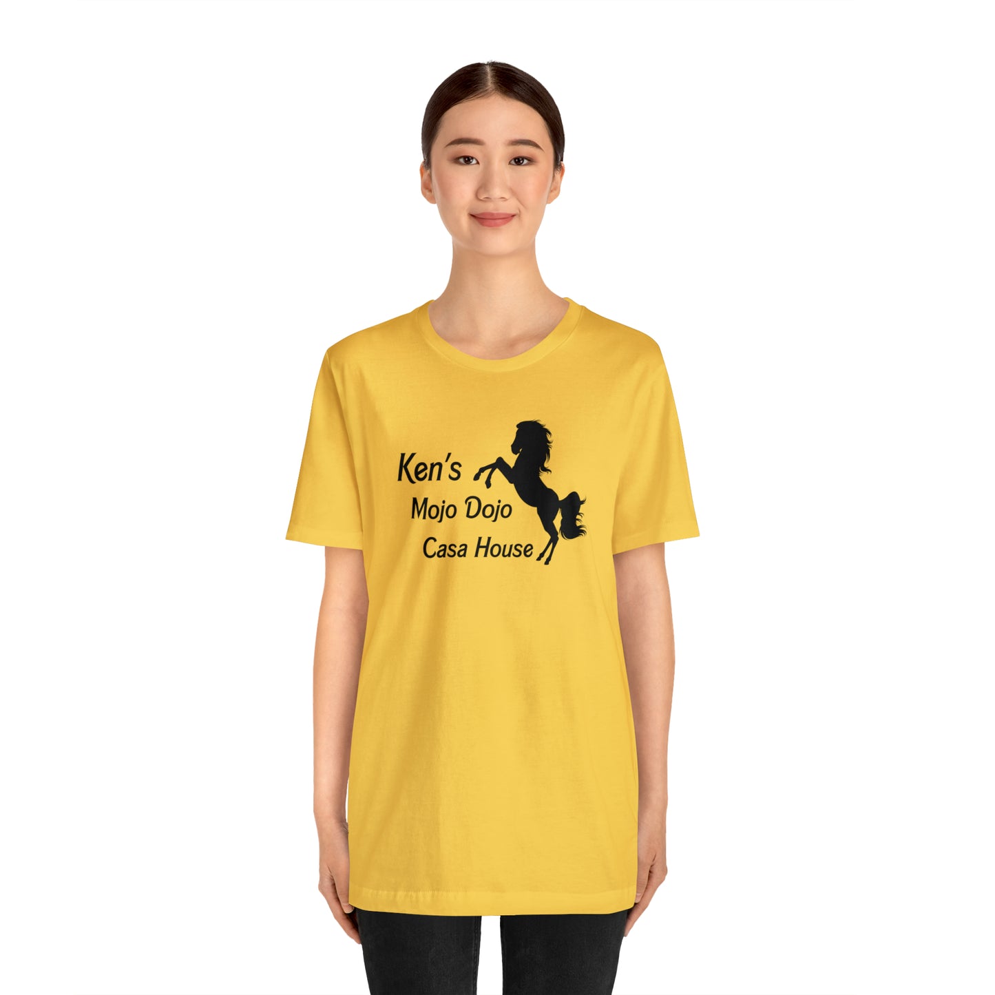 Black Silhouette Horse, Mojo Dojo Casa House, Unisex Jersey Short Sleeve Tee