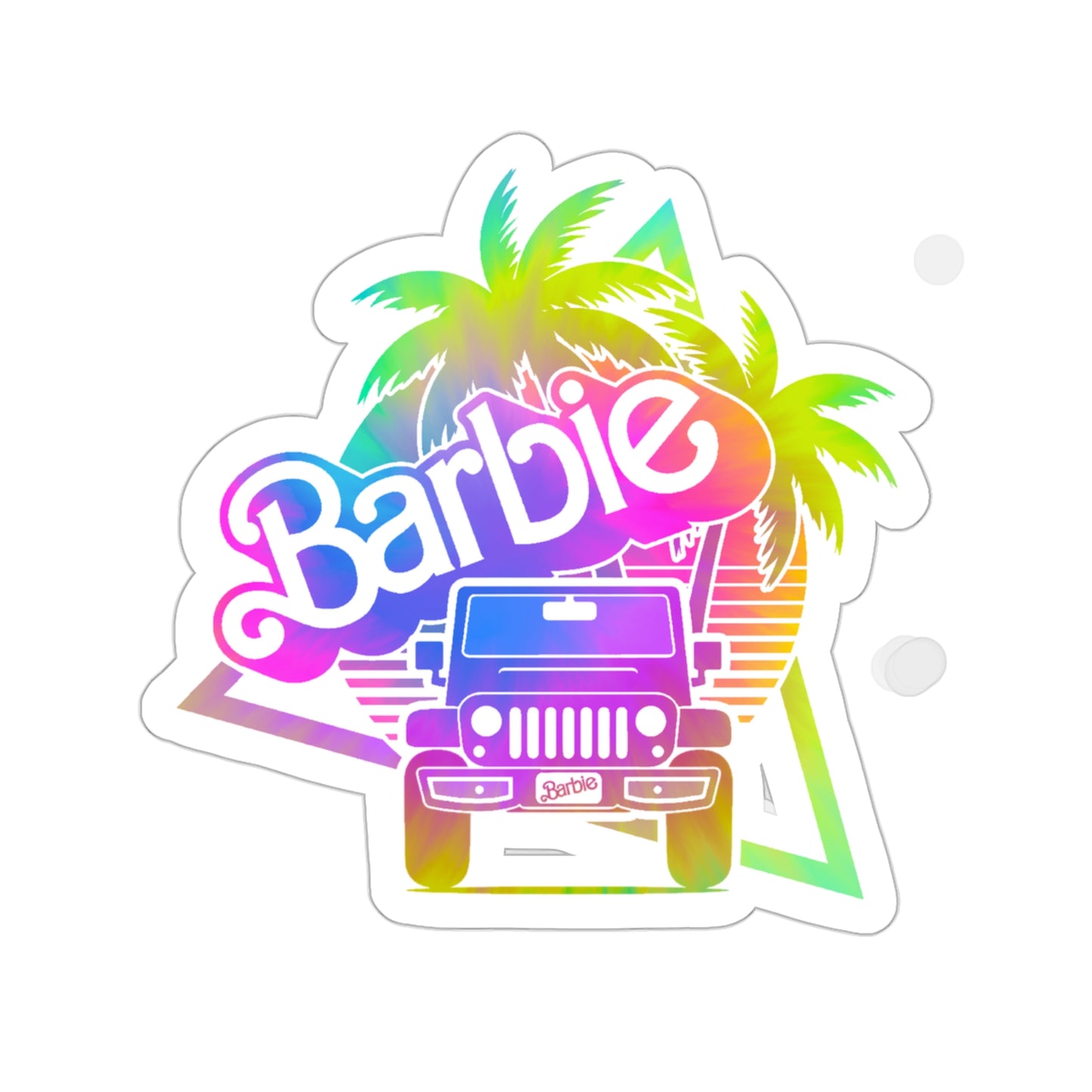 Tie Dye barbie Jeep Sticker,  2 sizes