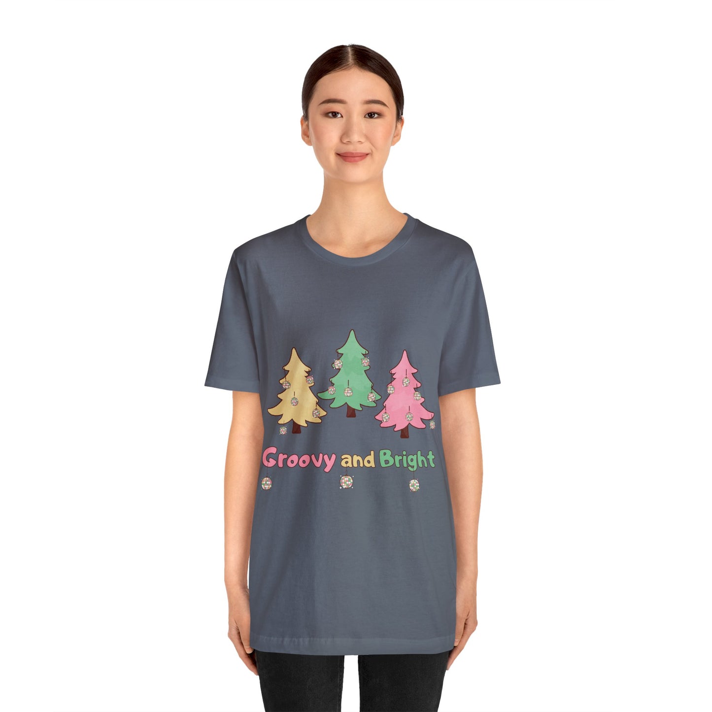 Pink Trees Farm Groovy and Bright Jingle Disco Ball on back - Unisex T-shirt