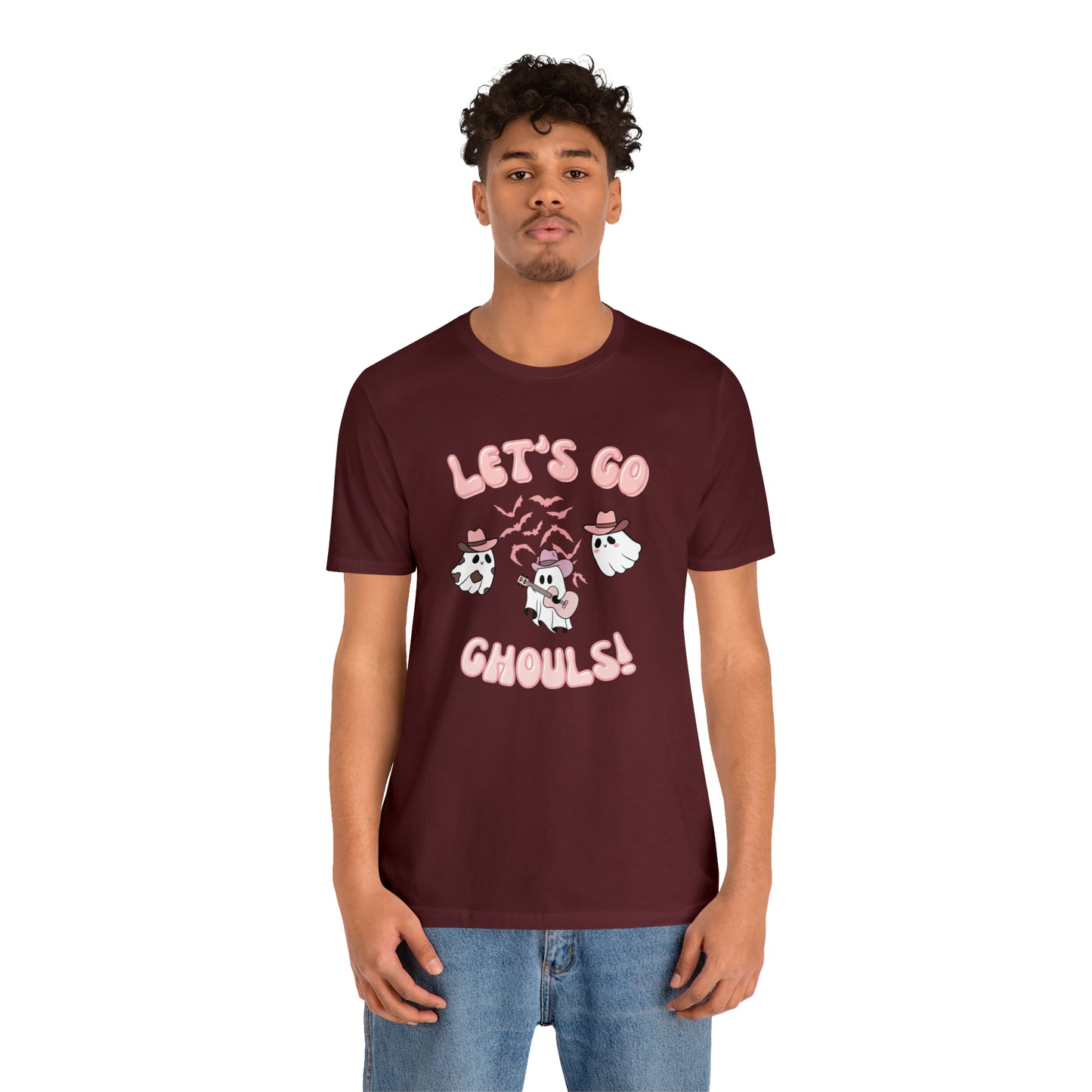 Let's Go Ghouls, retro font, Unisex Jersey Short Sleeve Tee