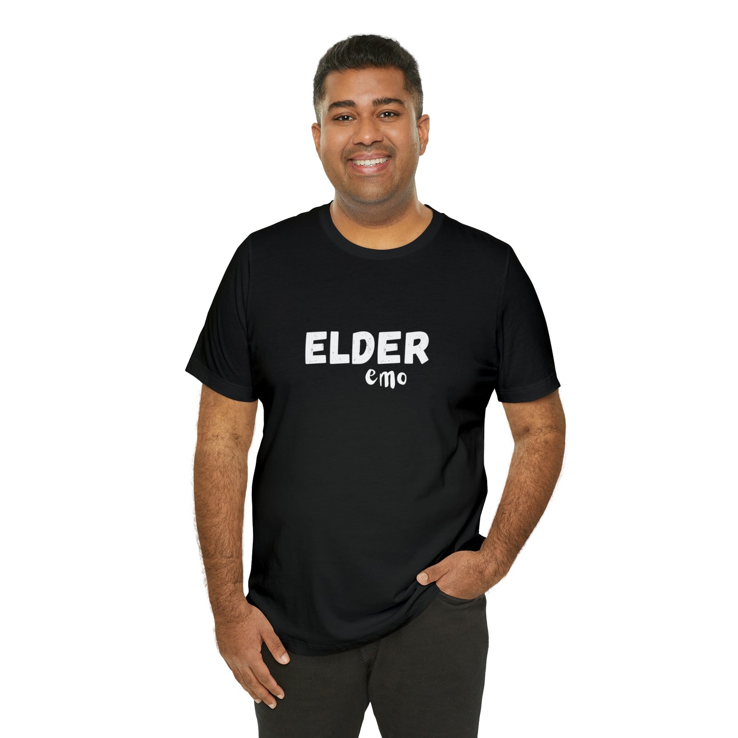 No paint WHITE LETTER Elder Emo, Unisex Jersey Short Sleeve Tee