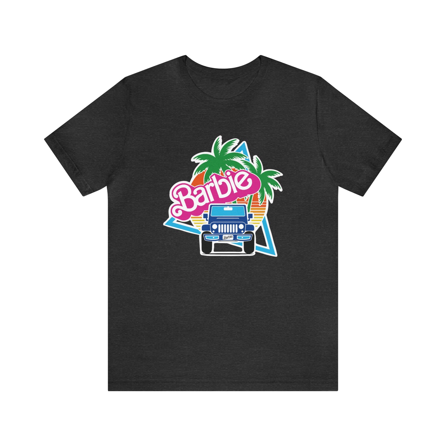 Two blue Barbie, Beep Beep Barbie Jeep, Unisex Jersey Short Sleeve Tee