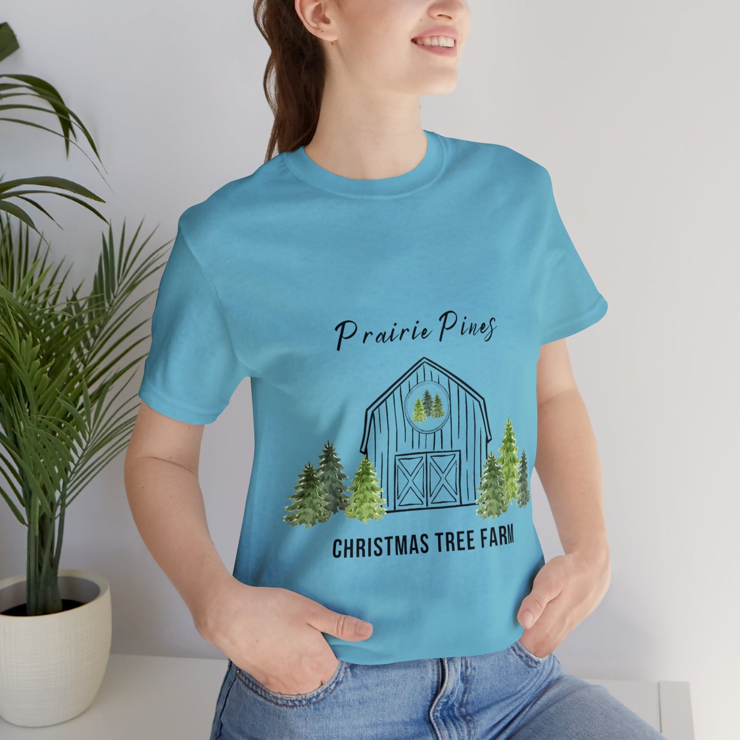Watercolor Trees Prairie Pines Black Text - no back design - Unisex T-shirt