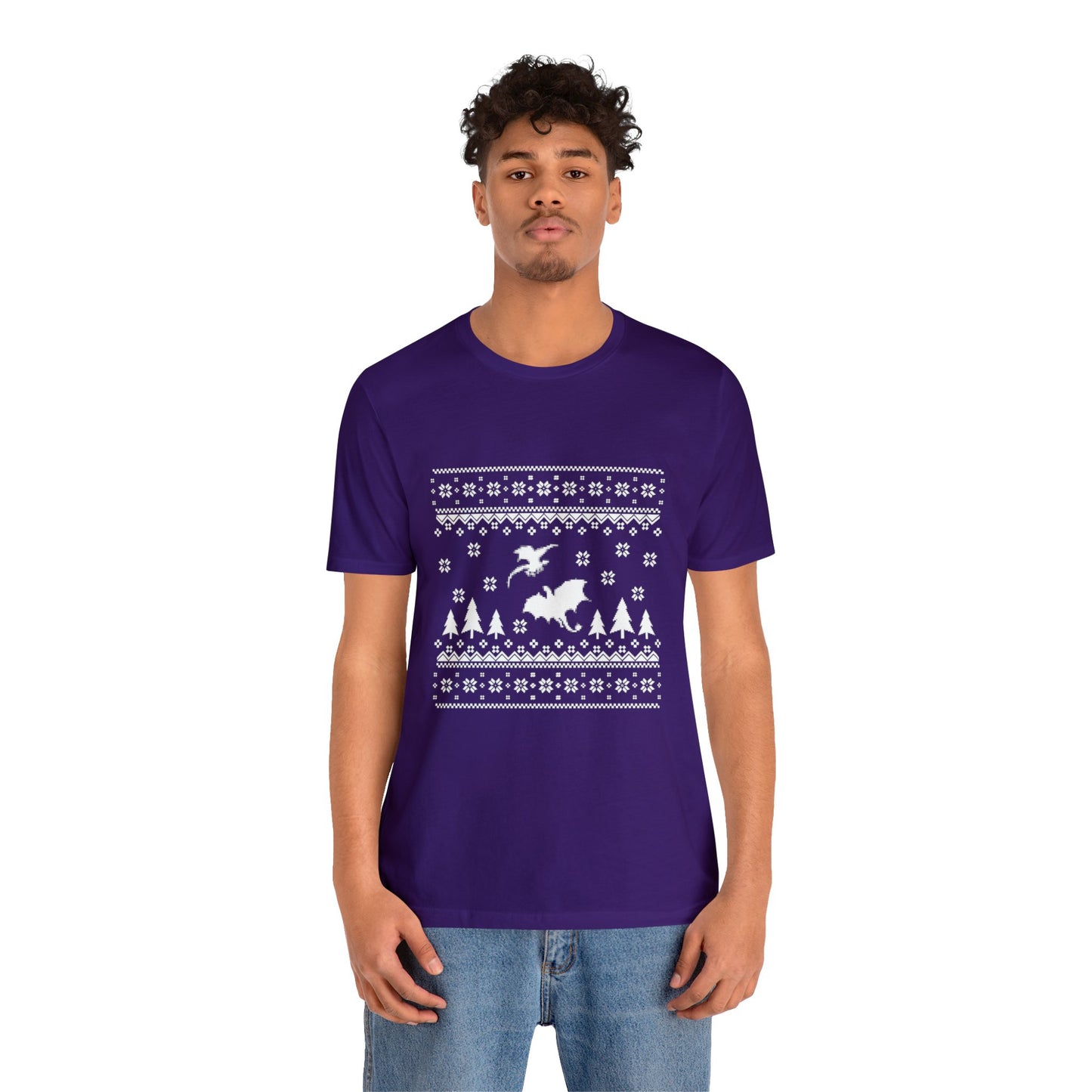 8-bit Fair Isle Dragon Christmas Version 5 - Unisex T-shirt