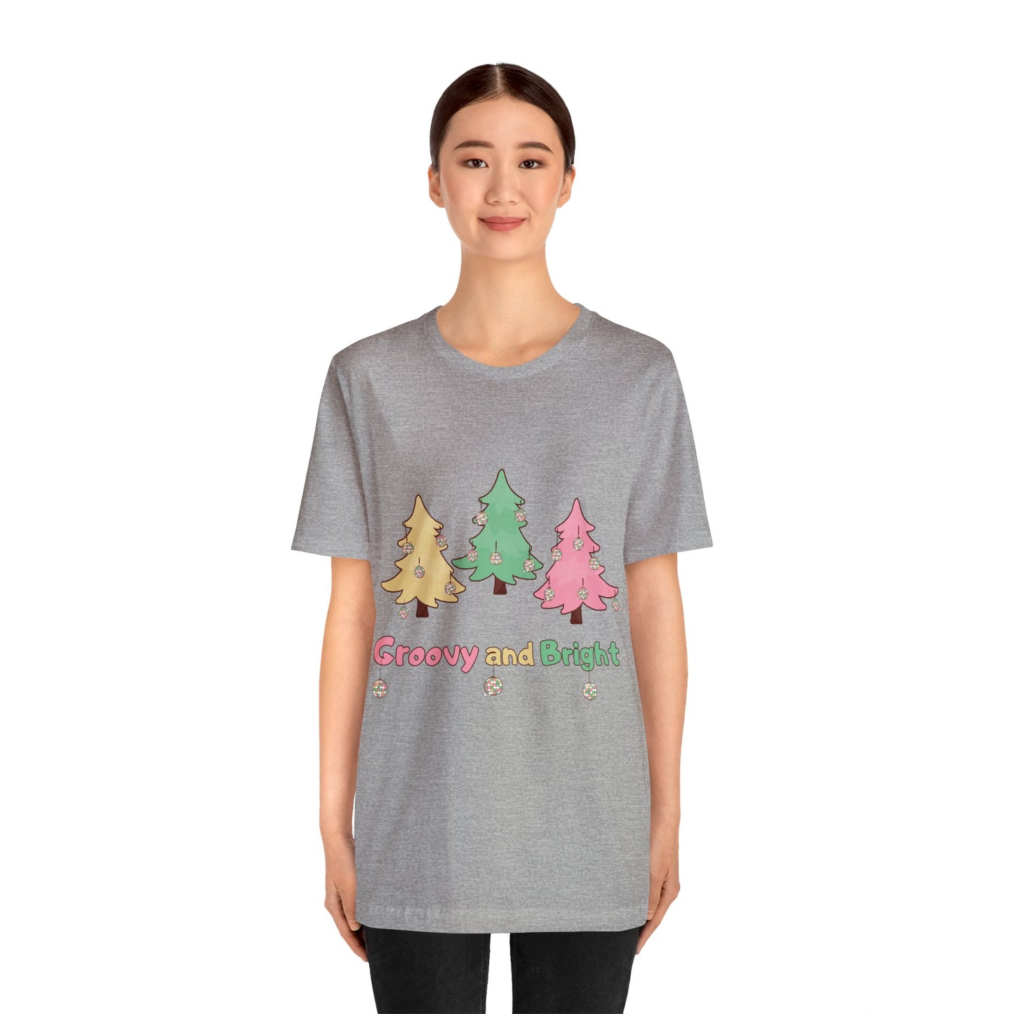 Pink Trees Farm Groovy and Bright Jingle Disco Ball on back - Unisex T-shirt