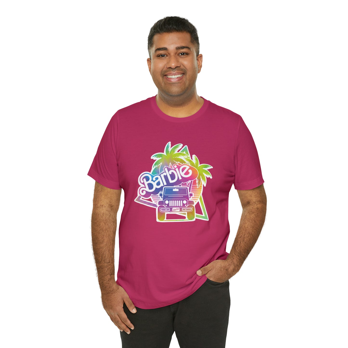 Tie dye 1, Beep Beep Barbie Jeep, Unisex Jersey Short Sleeve Tee
