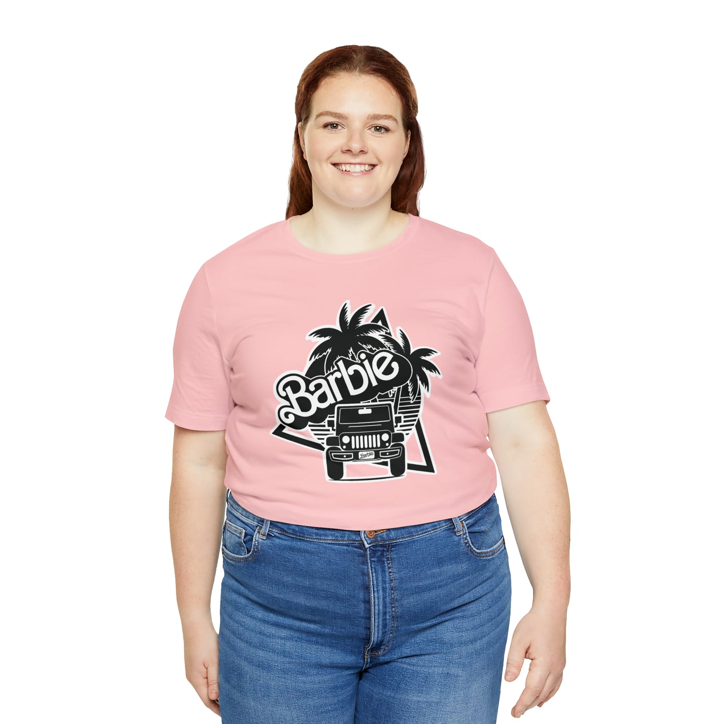 Black and White, Beep Beep Barbie Jeep, Unisex Jersey Short Sleeve Tee