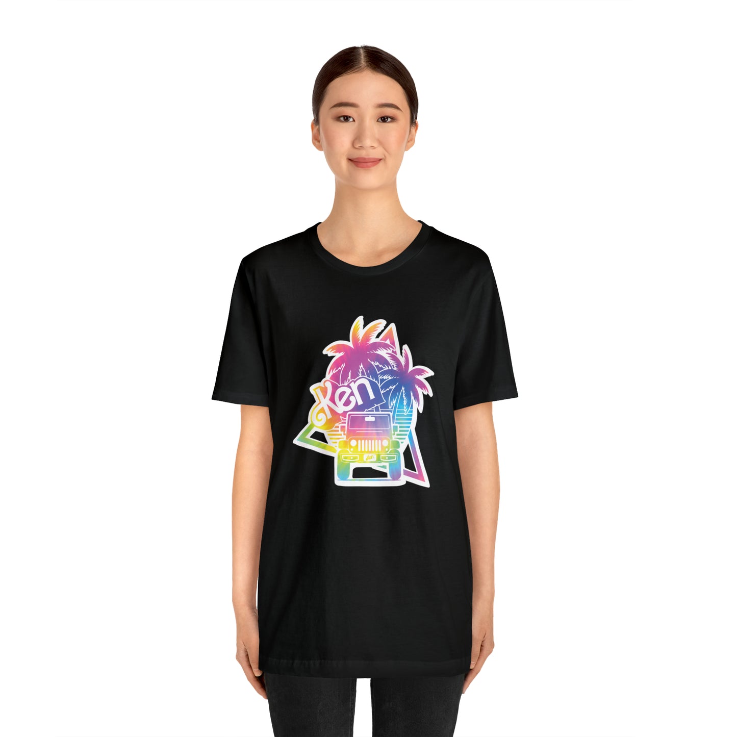 White sticker tie dye, Beep Beep KEN Jeep, Unisex Jersey Short Sleeve Tee