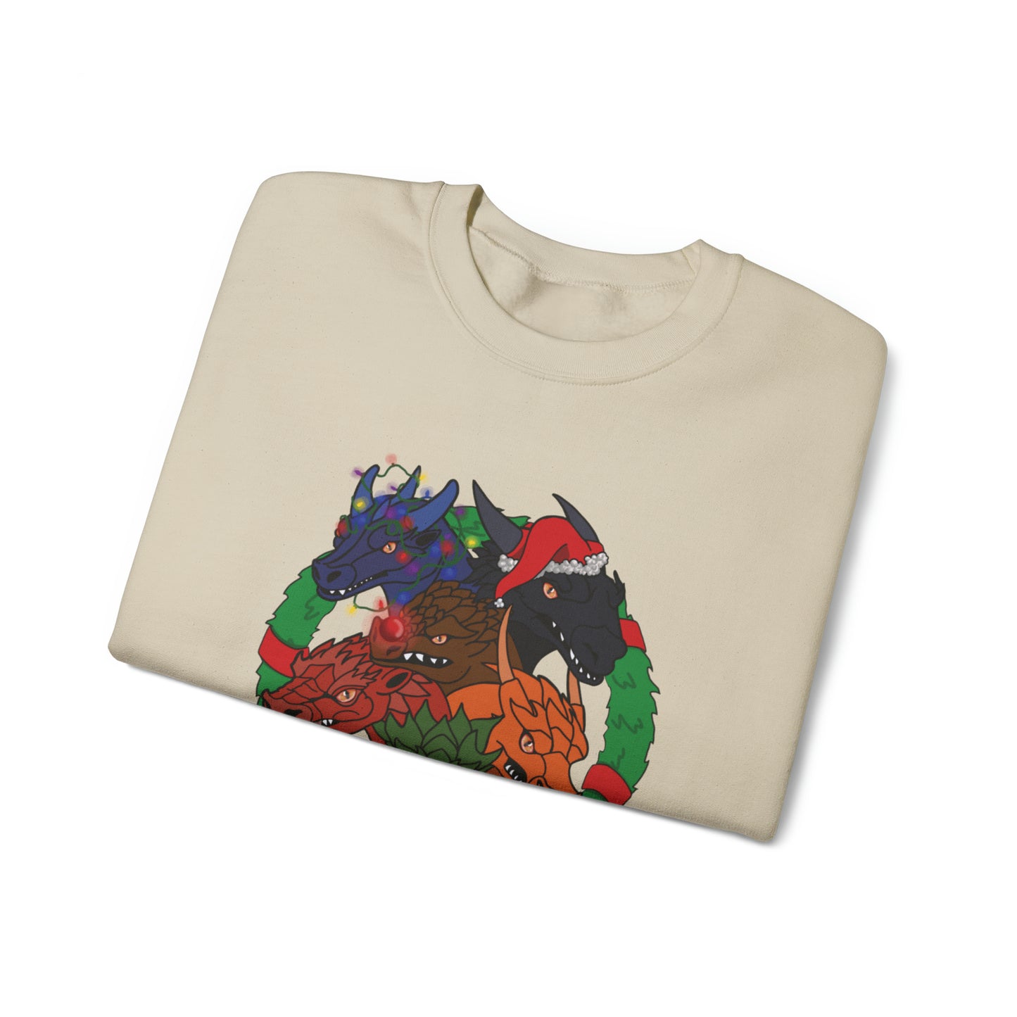 Dragon Christmas with no snow and wreath- Unisex Sweatshirt