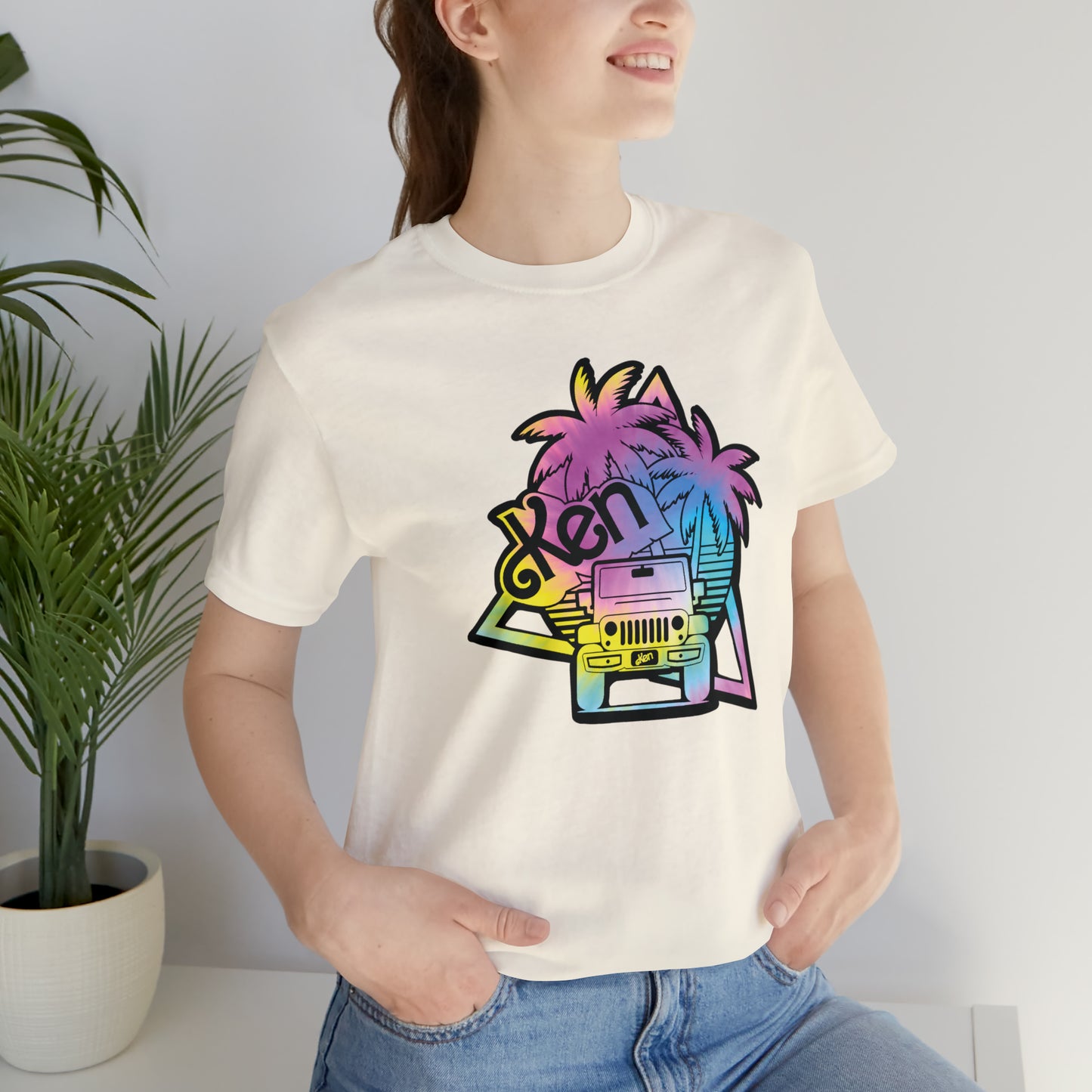 black outline tie dye, Beep Beep KEN Jeep, Unisex Jersey Short Sleeve Tee