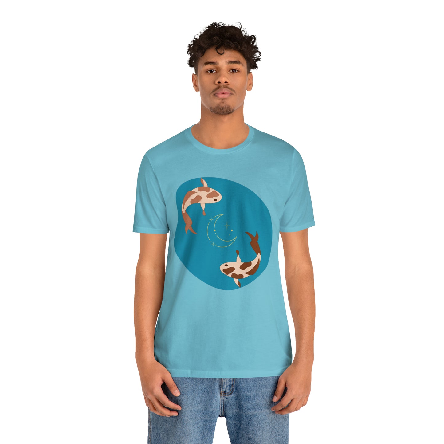 Blue Pond Moon Koi, Unisex Jersey Short Sleeve Tee