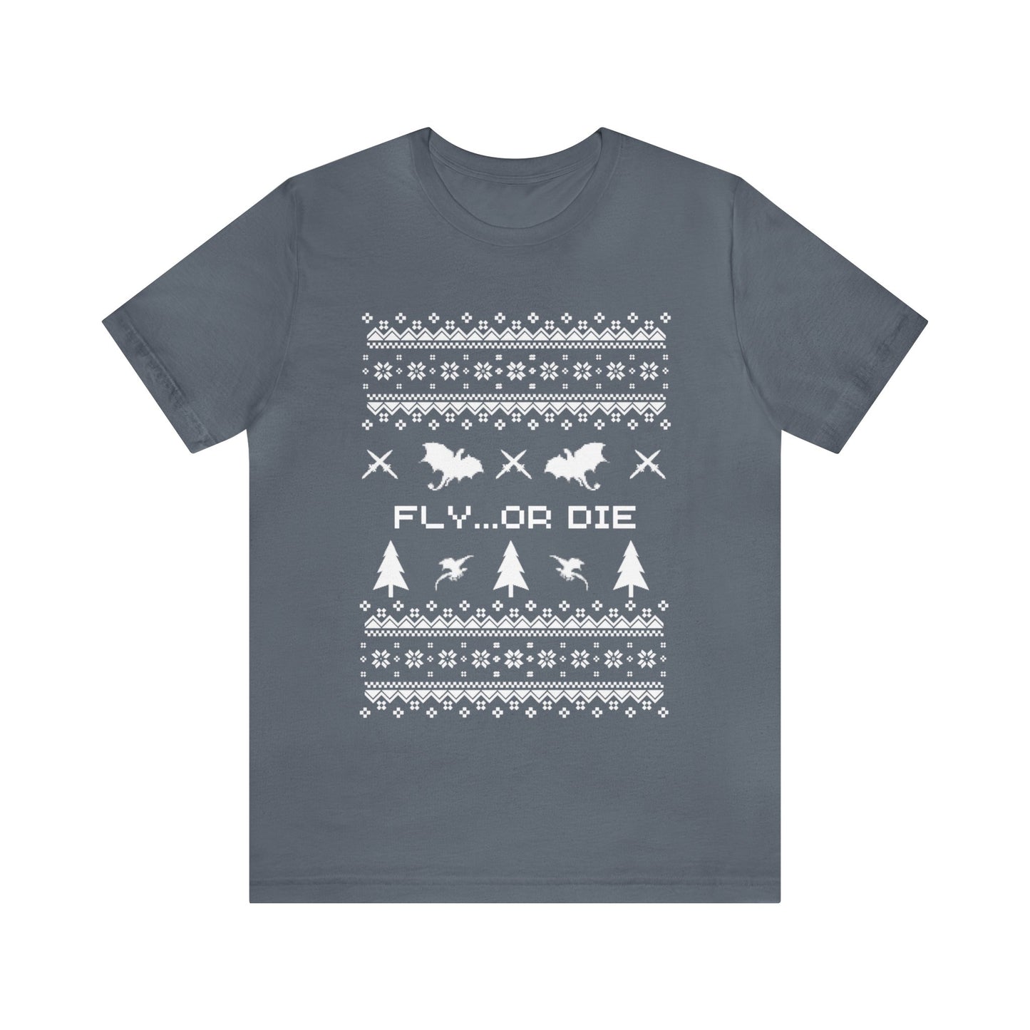 8-bit Fair Isle Dragon Christmas - Version 2 - Unisex T-shirt