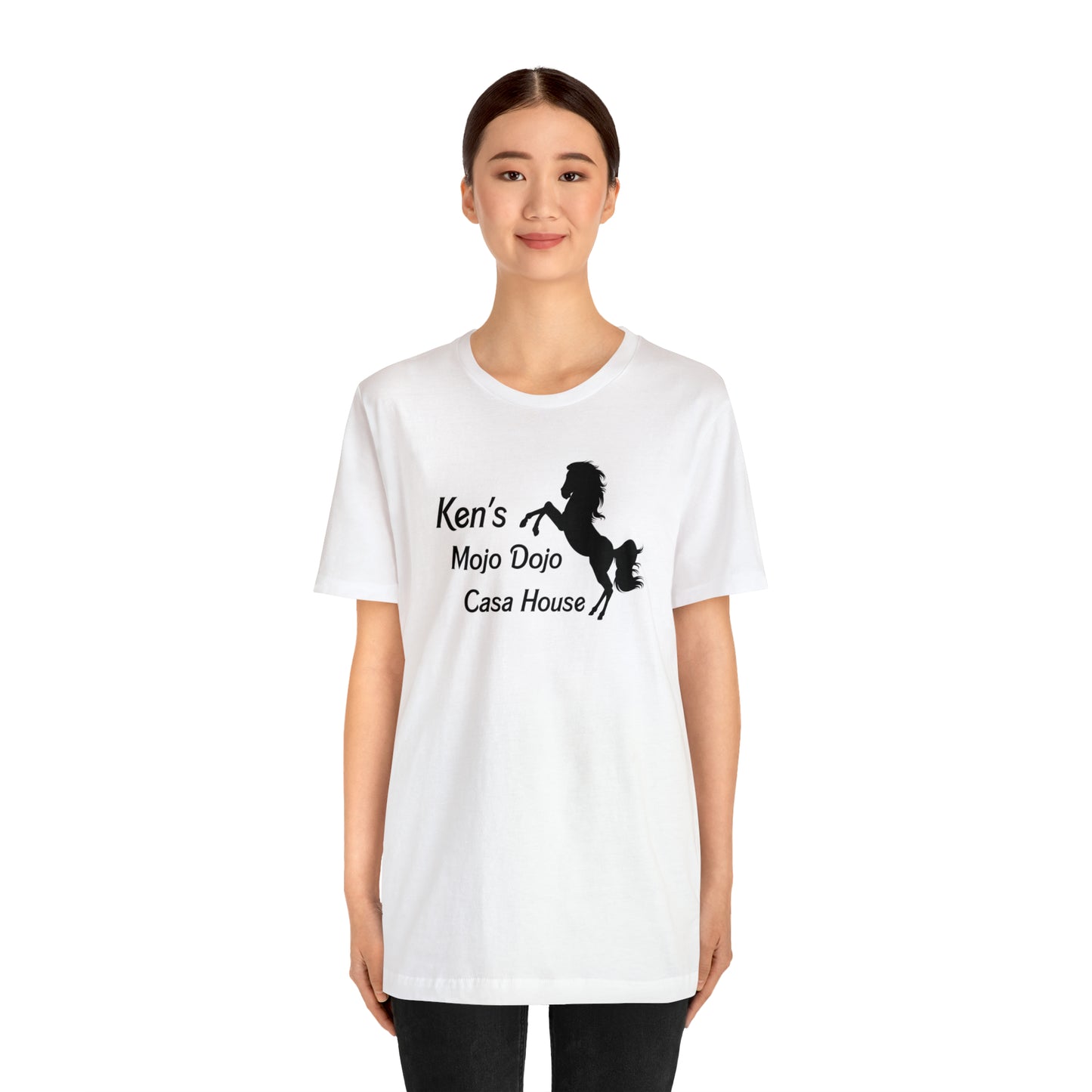 Black Silhouette Horse, Mojo Dojo Casa House, Unisex Jersey Short Sleeve Tee