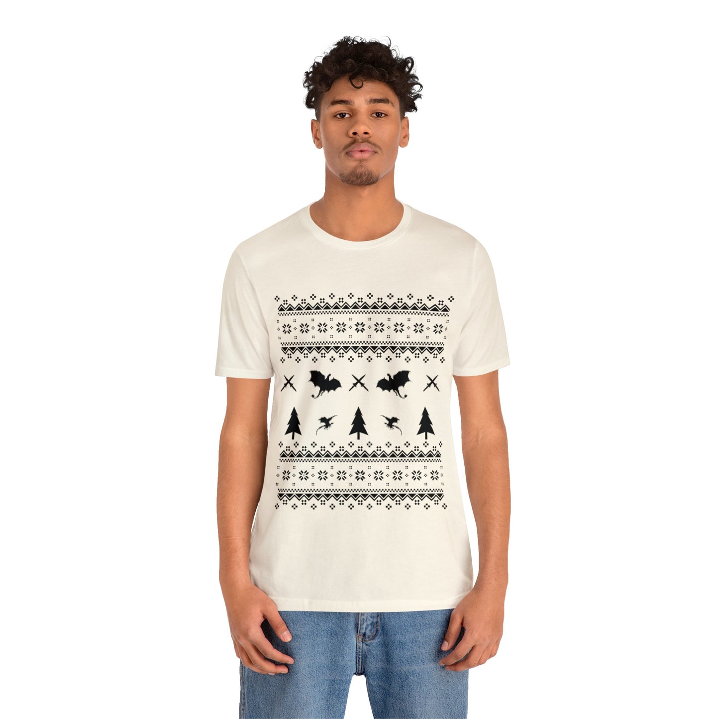 8-bit Fair Isle Dragon Christmas - Version 1 - Unisex T-shirt