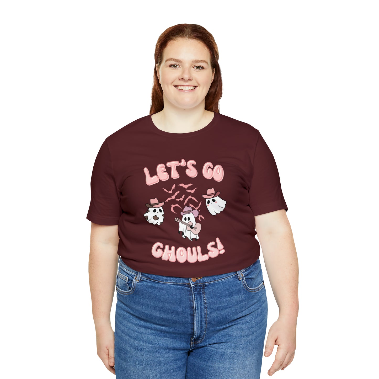 Let's Go Ghouls, retro font, Unisex Jersey Short Sleeve Tee