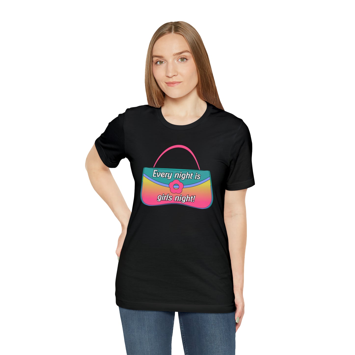 90's Purse: Every Night is Girl's Night, Unisex Jersey Short Sleeve Tee