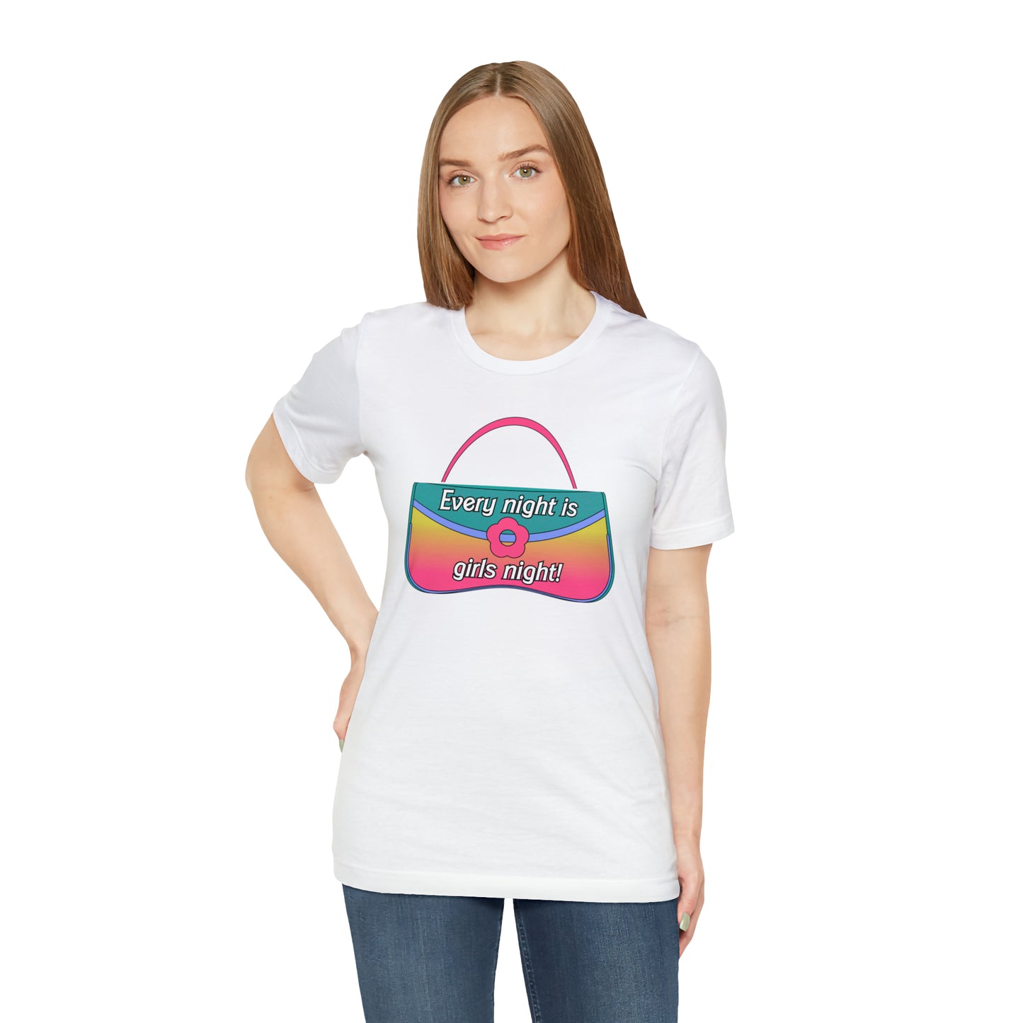 90's Purse: Every Night is Girl's Night, Unisex Jersey Short Sleeve Tee