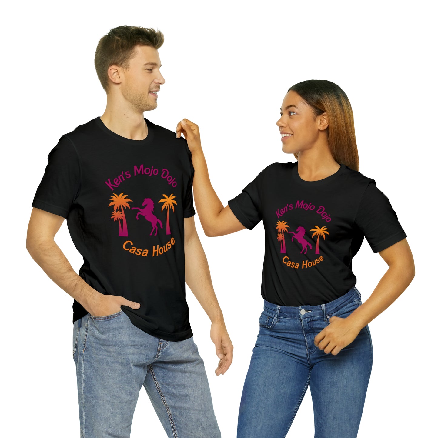 Warm Neon Palm Horse, Mojo Dojo Casa House, Unisex Jersey Short Sleeve Tee