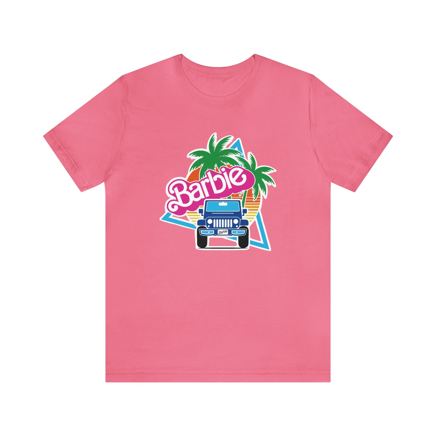 Two blue Barbie, Beep Beep Barbie Jeep, Unisex Jersey Short Sleeve Tee
