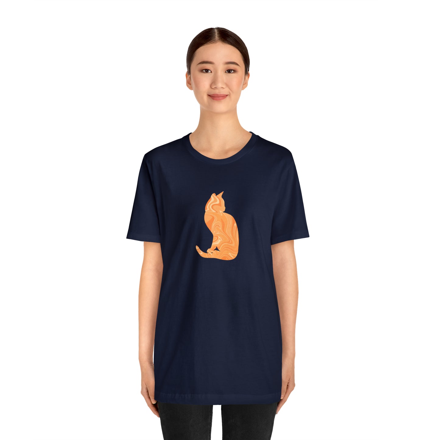 Orange Marble Cat, Unisex Jersey Short Sleeve Tee