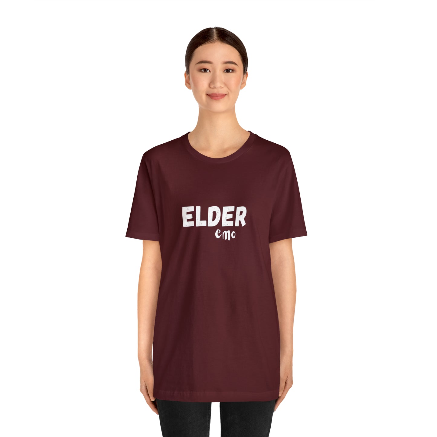 No paint WHITE LETTER Elder Emo, Unisex Jersey Short Sleeve Tee