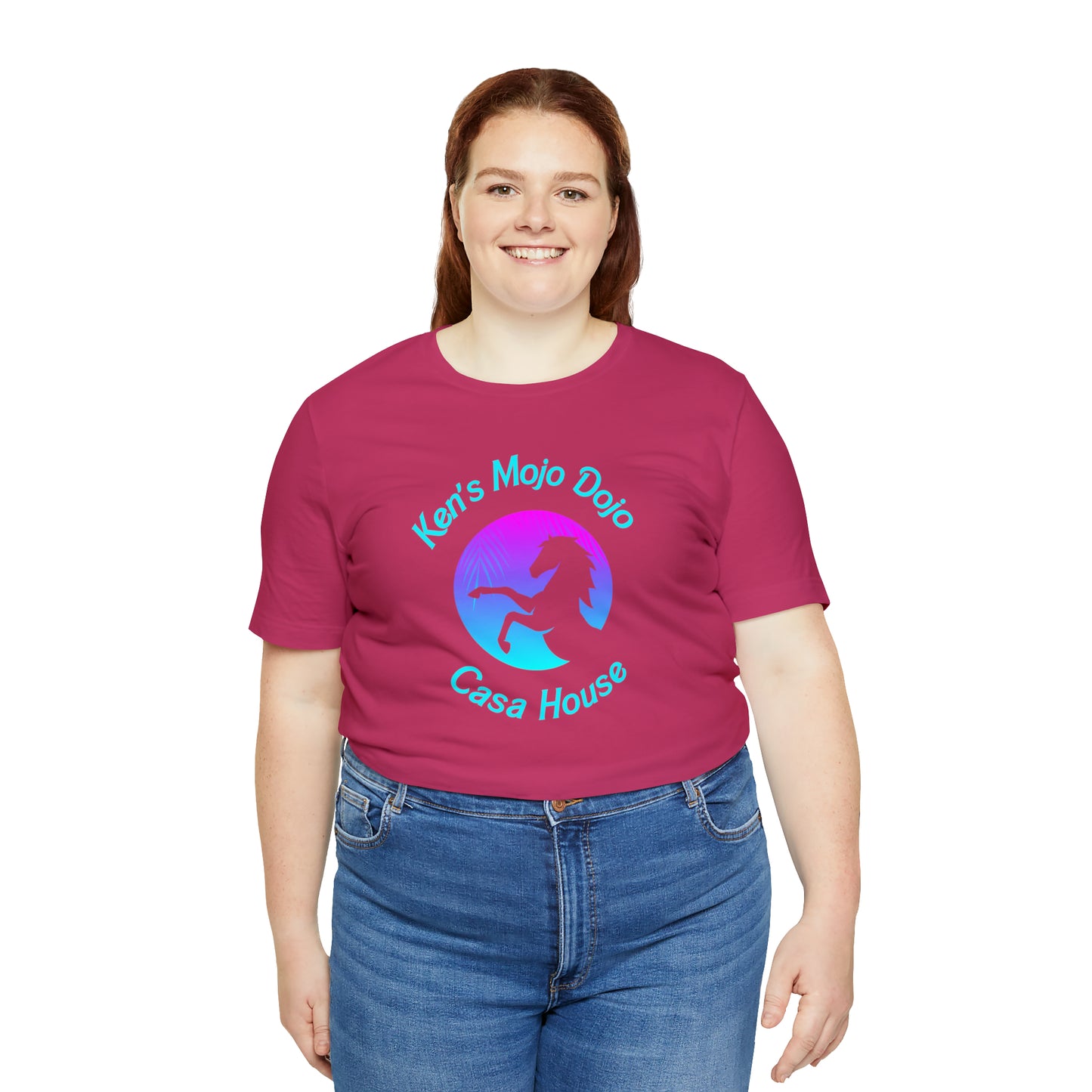 Neon Teal Moon: Mojo Dojo Casa House, Unisex Jersey Short Sleeve Tee