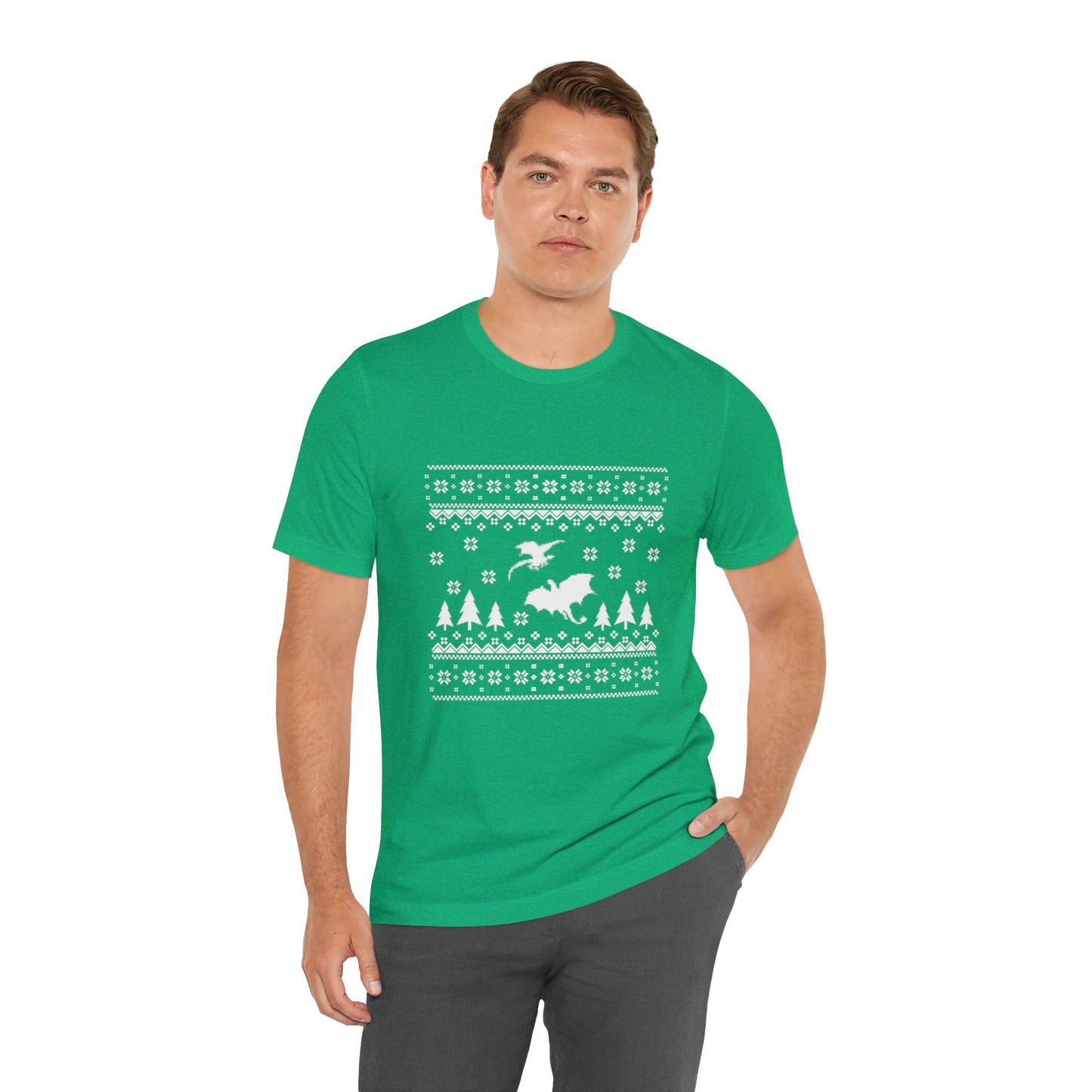 8-bit Fair Isle Dragon Christmas Version 5 - Unisex T-shirt