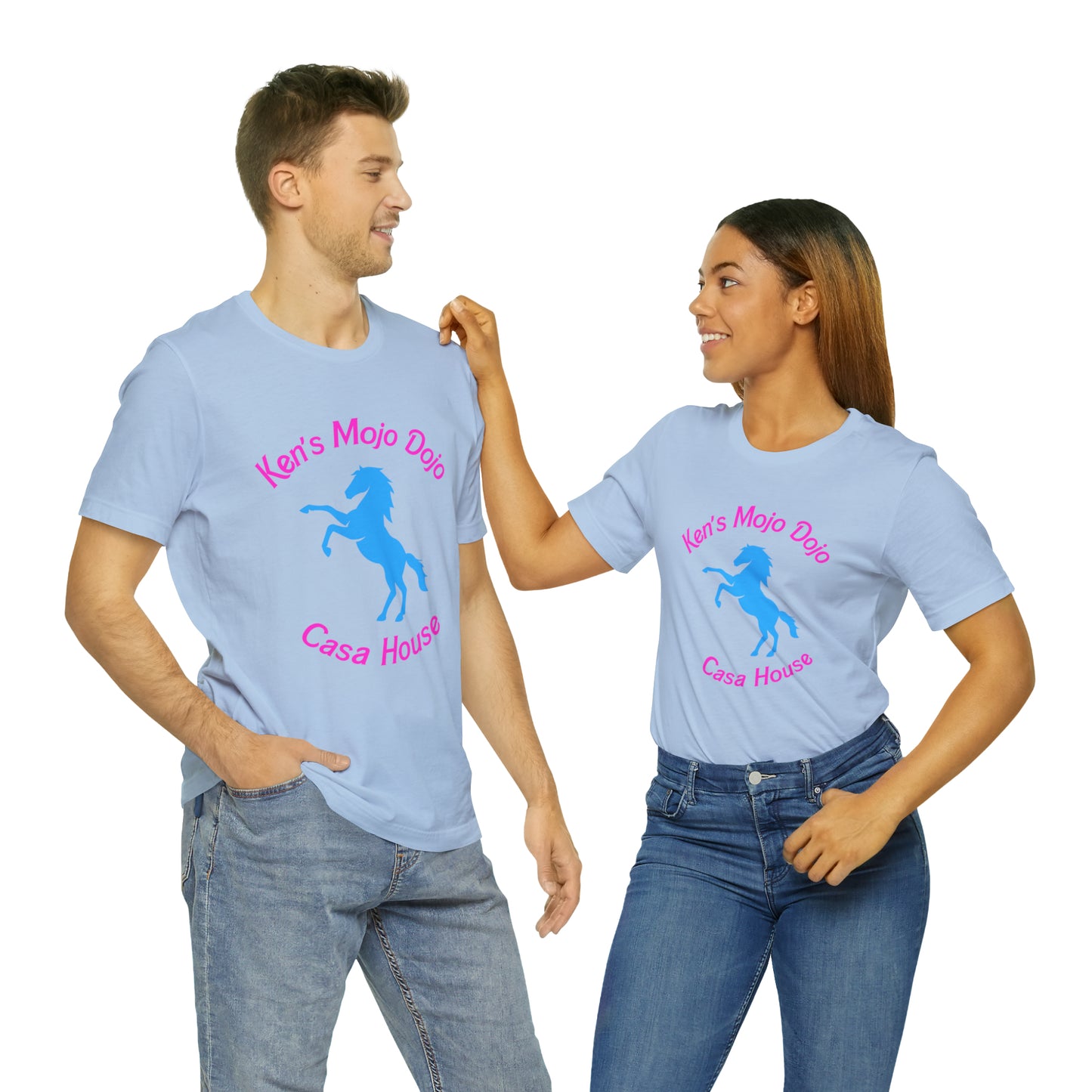 Neon Pink and Blue: Ken's Mojo Dojo Casa House, Unisex Jersey Short Sleeve Tee