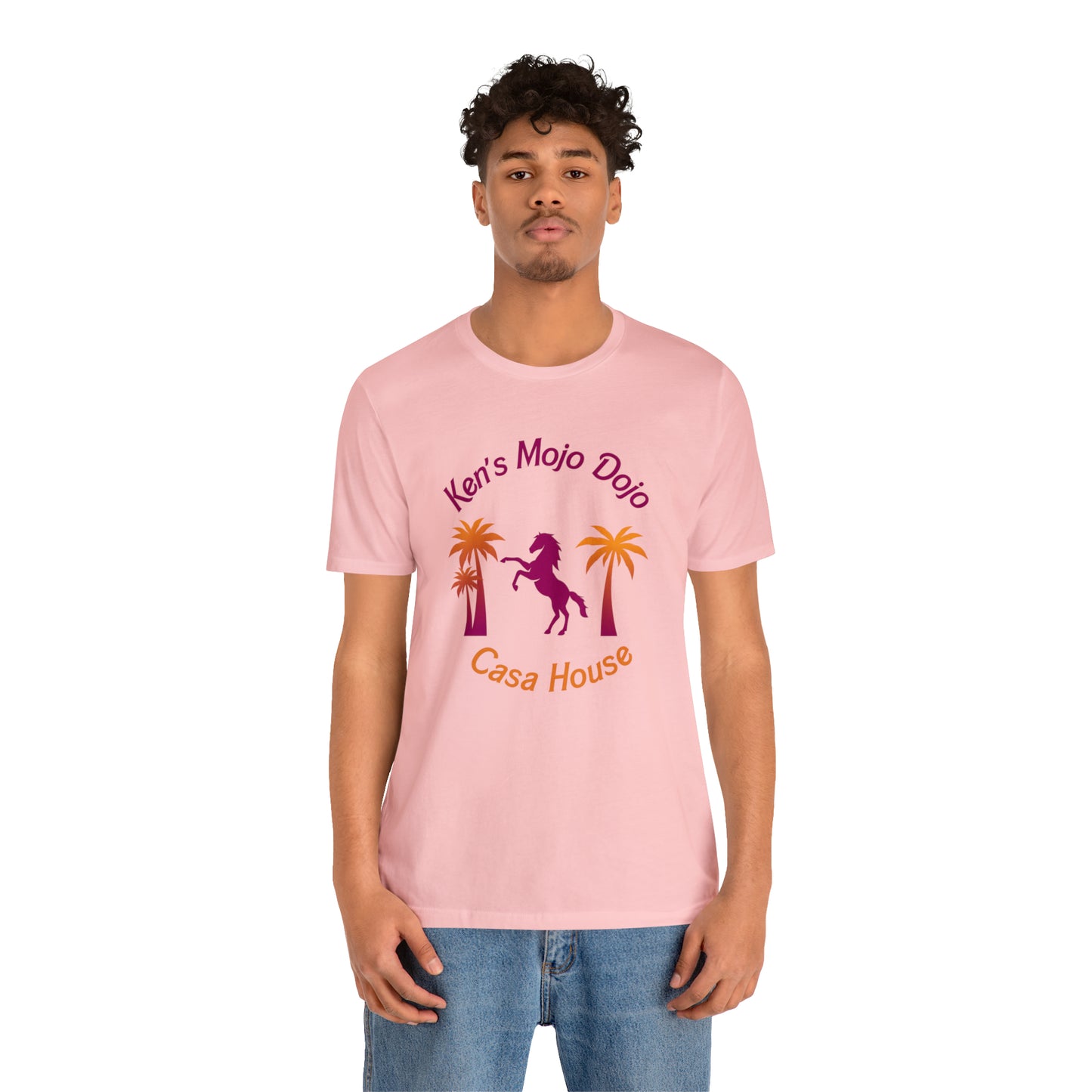Warm Neon Palm Horse, Mojo Dojo Casa House, Unisex Jersey Short Sleeve Tee