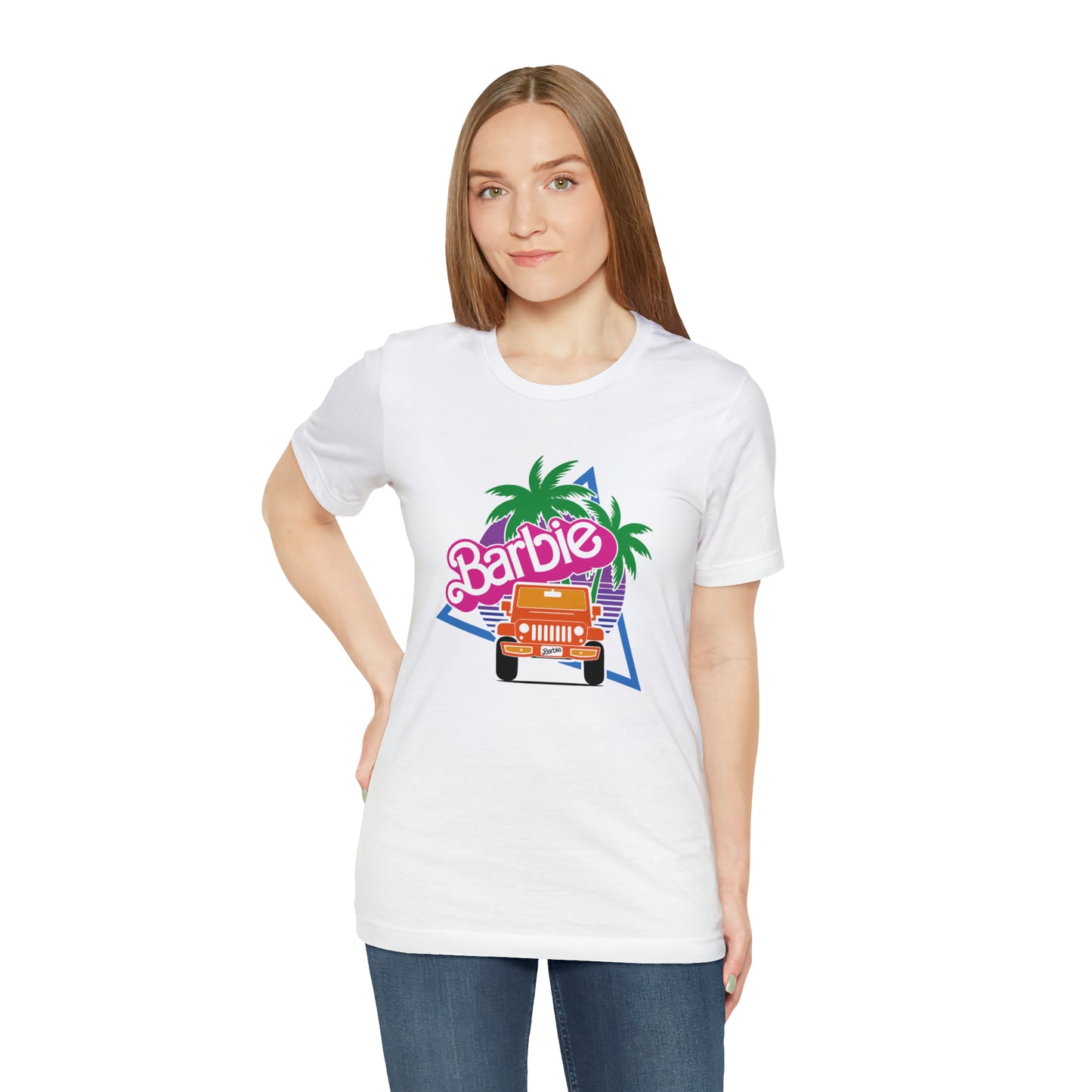 Orange, Beep Beep Barbie Jeep, Unisex Jersey Short Sleeve Tee