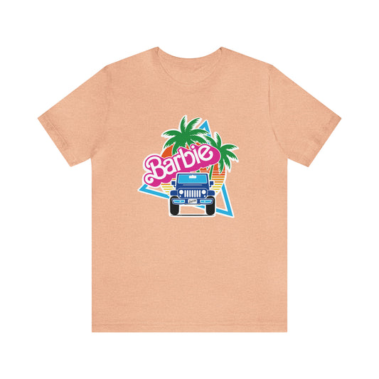 Blue jeep, Beep Beep Barbie Jeep, Unisex Jersey Short Sleeve Tee