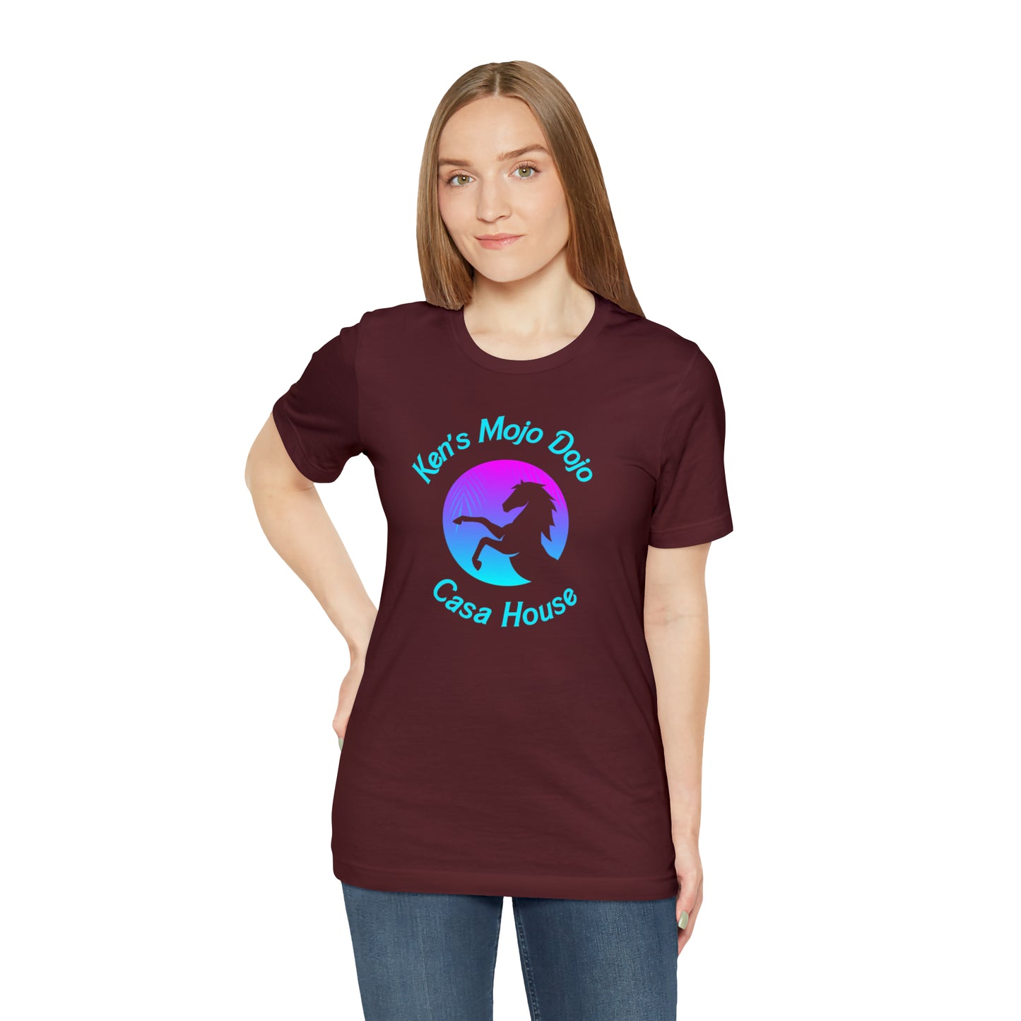 Neon Teal Moon: Mojo Dojo Casa House, Unisex Jersey Short Sleeve Tee