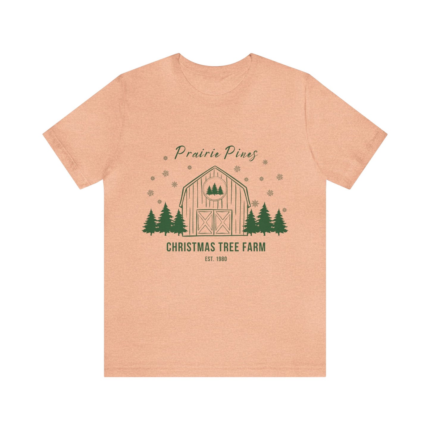 Green Text Prairie Pines with back design Thick and Sprucey Christmas Trees - Unisex T-shirt