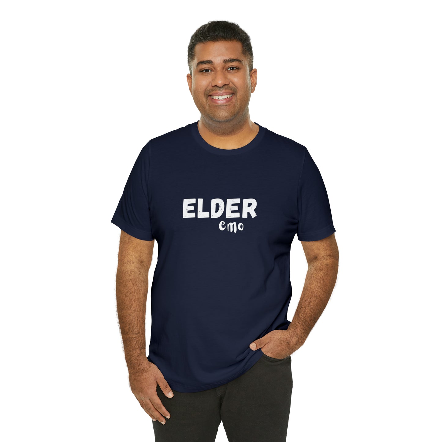No paint WHITE LETTER Elder Emo, Unisex Jersey Short Sleeve Tee