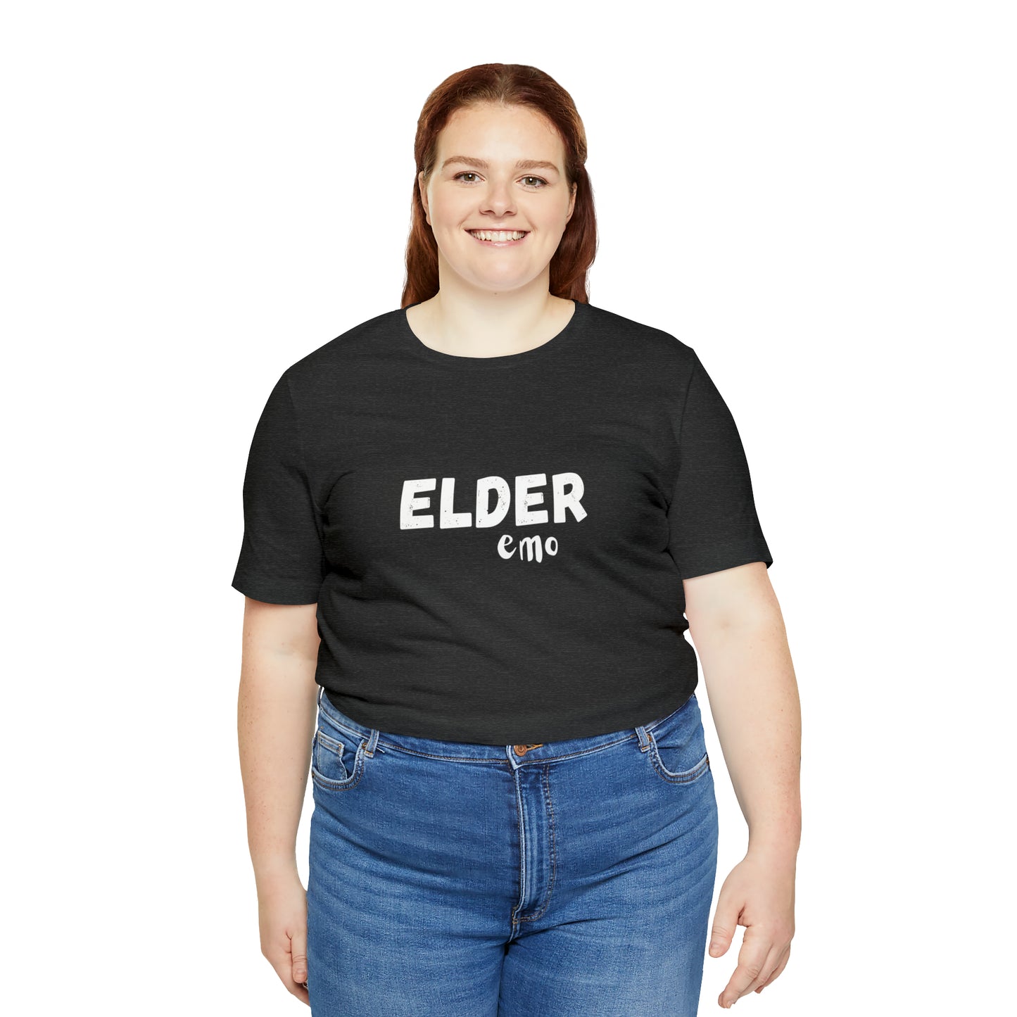 No paint WHITE LETTER Elder Emo, Unisex Jersey Short Sleeve Tee