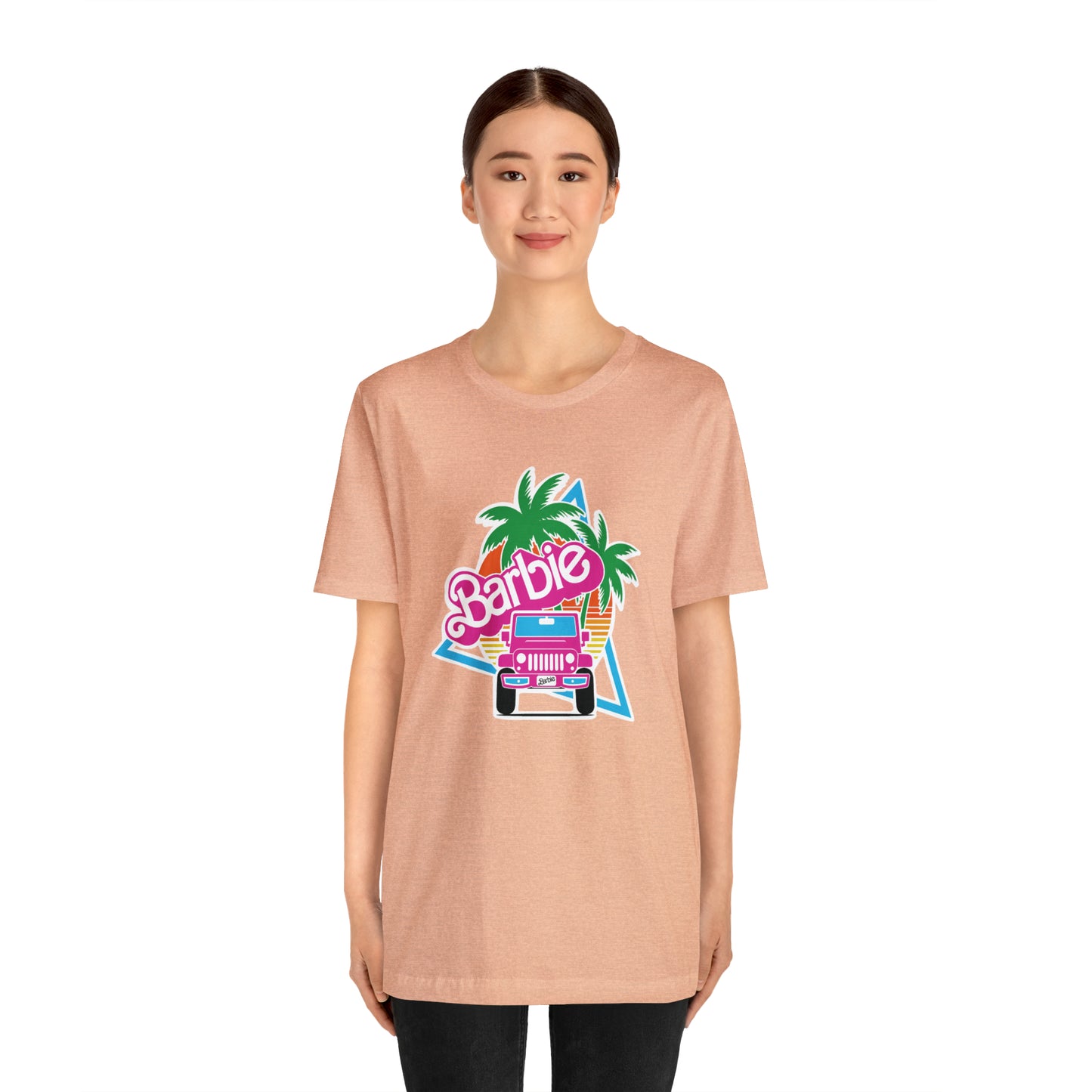 Signature Pink Barbie, Beep Beep Barbie Jeep, Unisex Jersey Short Sleeve Tee