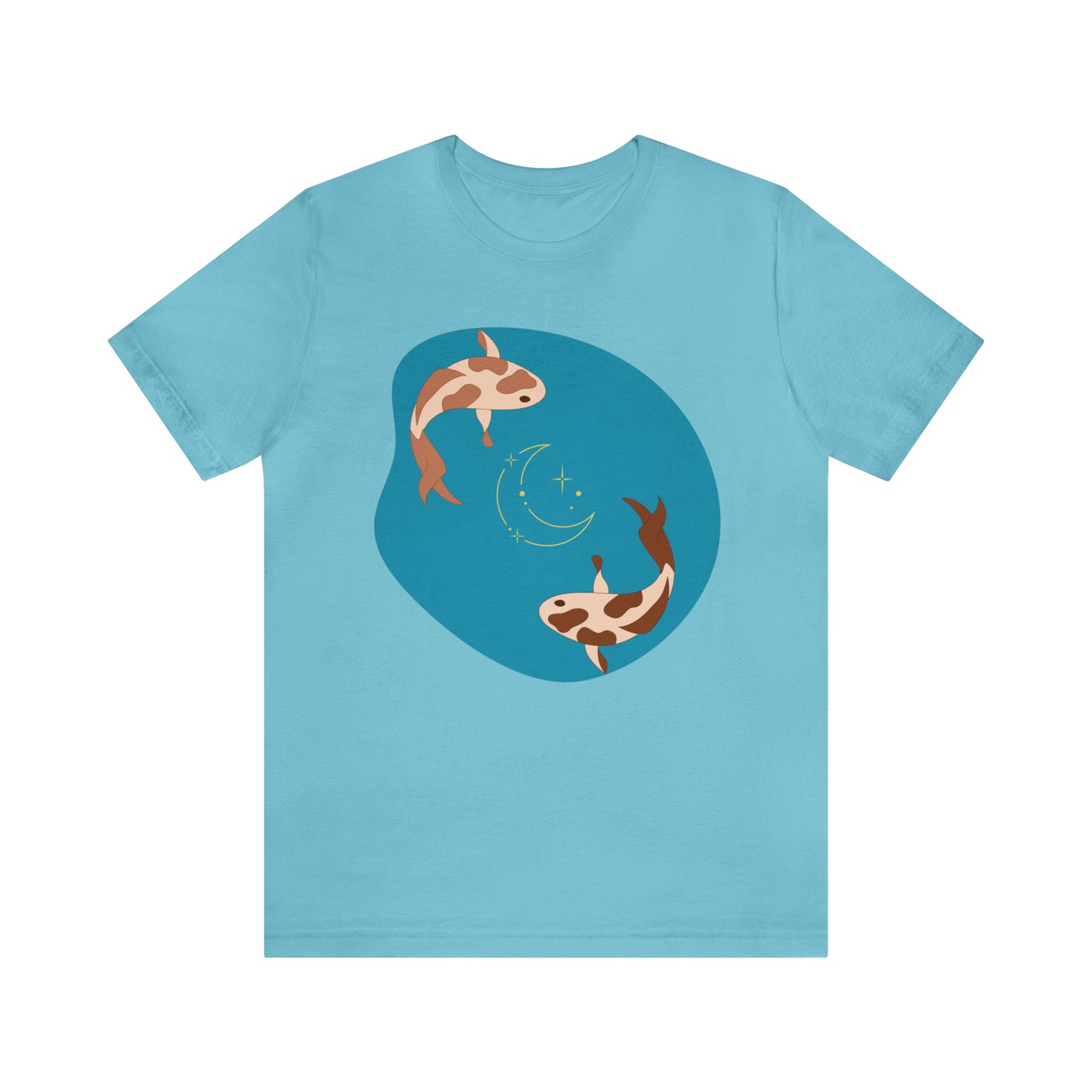 Blue Pond Moon Koi, Unisex Jersey Short Sleeve Tee