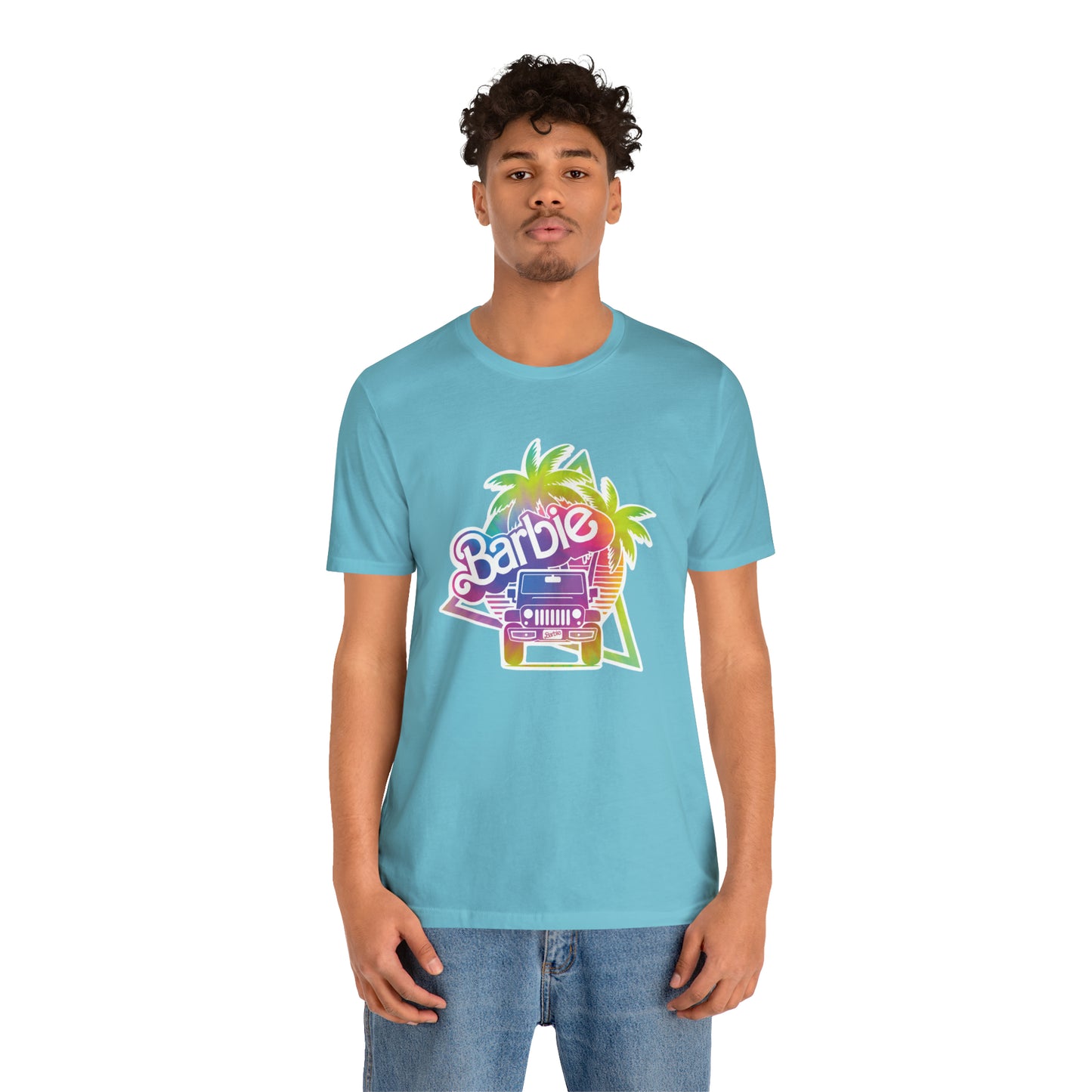 Tie dye 1, Beep Beep Barbie Jeep, Unisex Jersey Short Sleeve Tee
