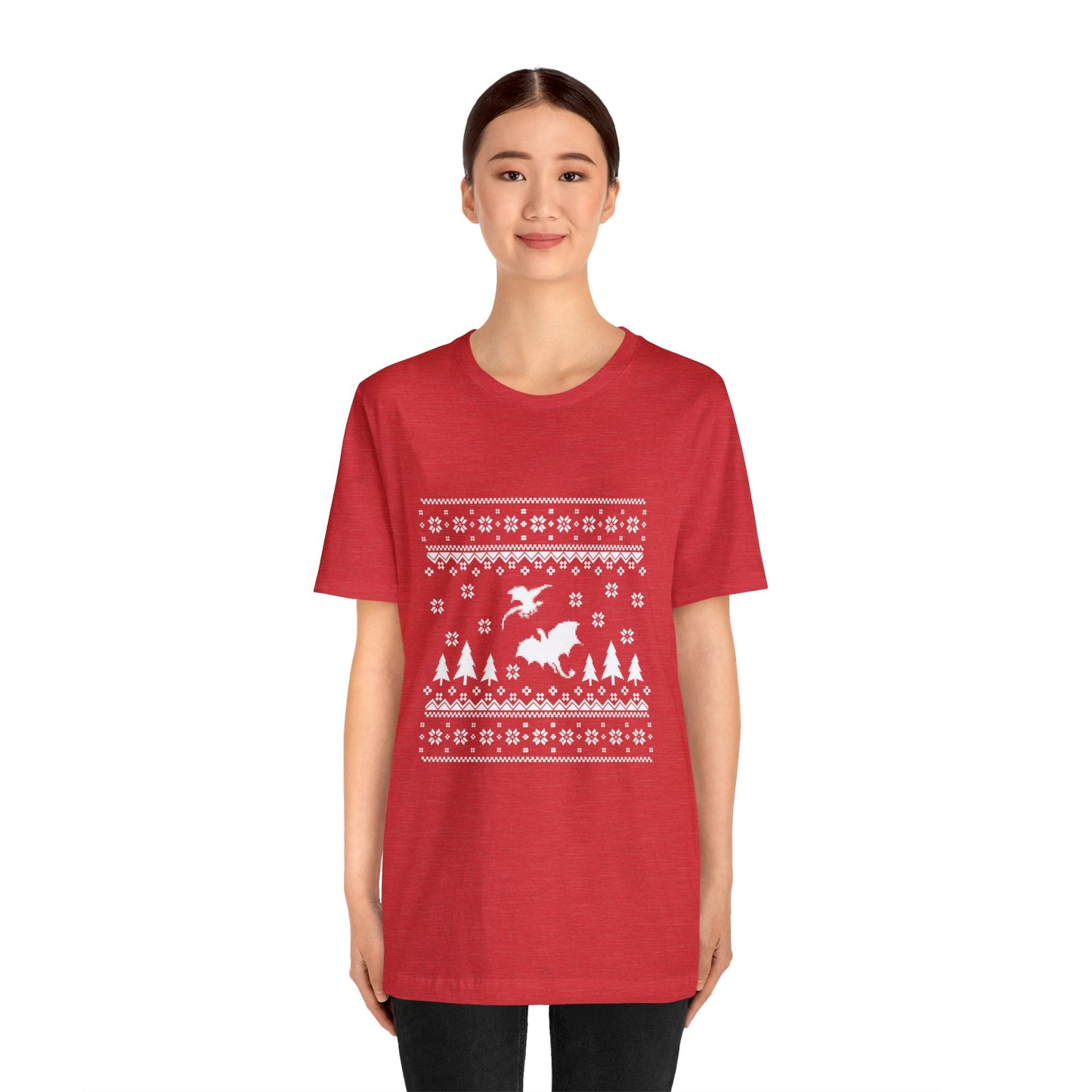 8-bit Fair Isle Dragon Christmas Version 5 - Unisex T-shirt