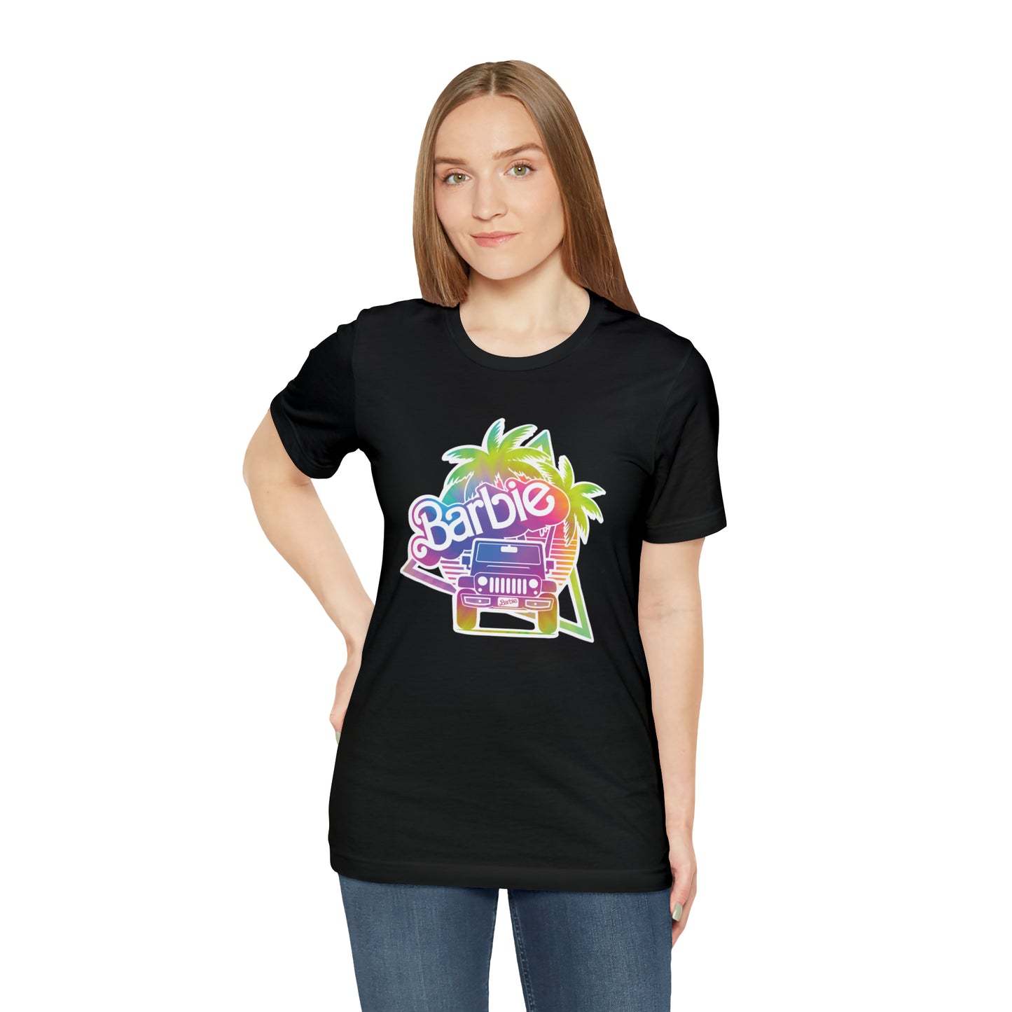 Tie dye 1, Beep Beep Barbie Jeep, Unisex Jersey Short Sleeve Tee