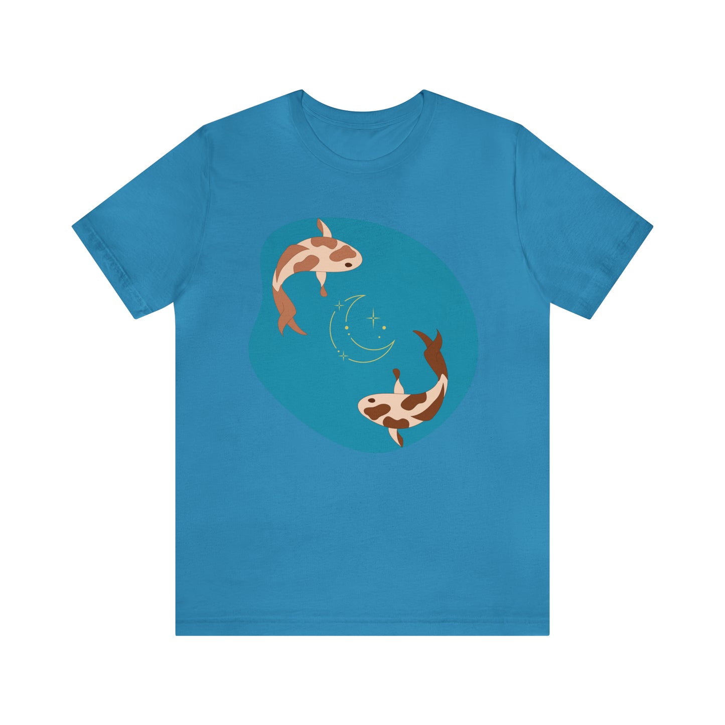 Blue Pond Moon Koi, Unisex Jersey Short Sleeve Tee