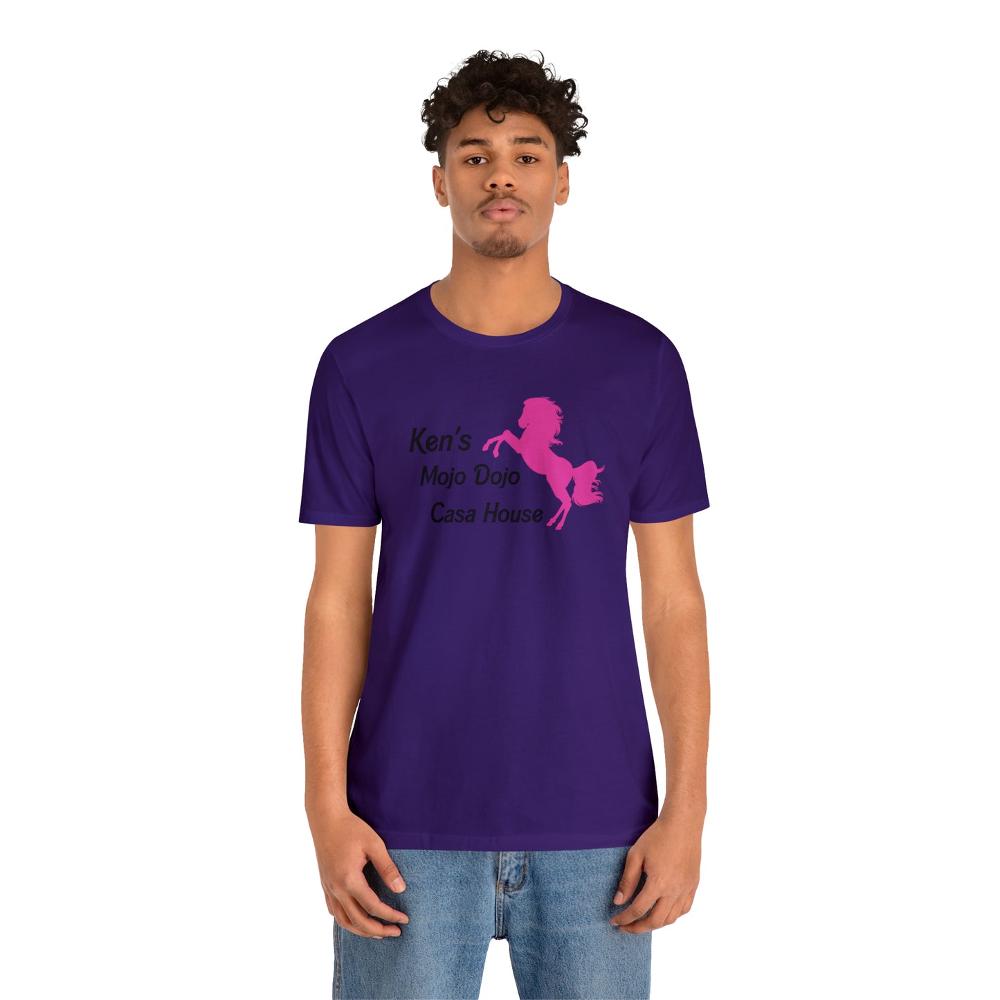 Pink Silhouette Horse, Mojo Dojo Casa House, Unisex Jersey Short Sleeve Tee